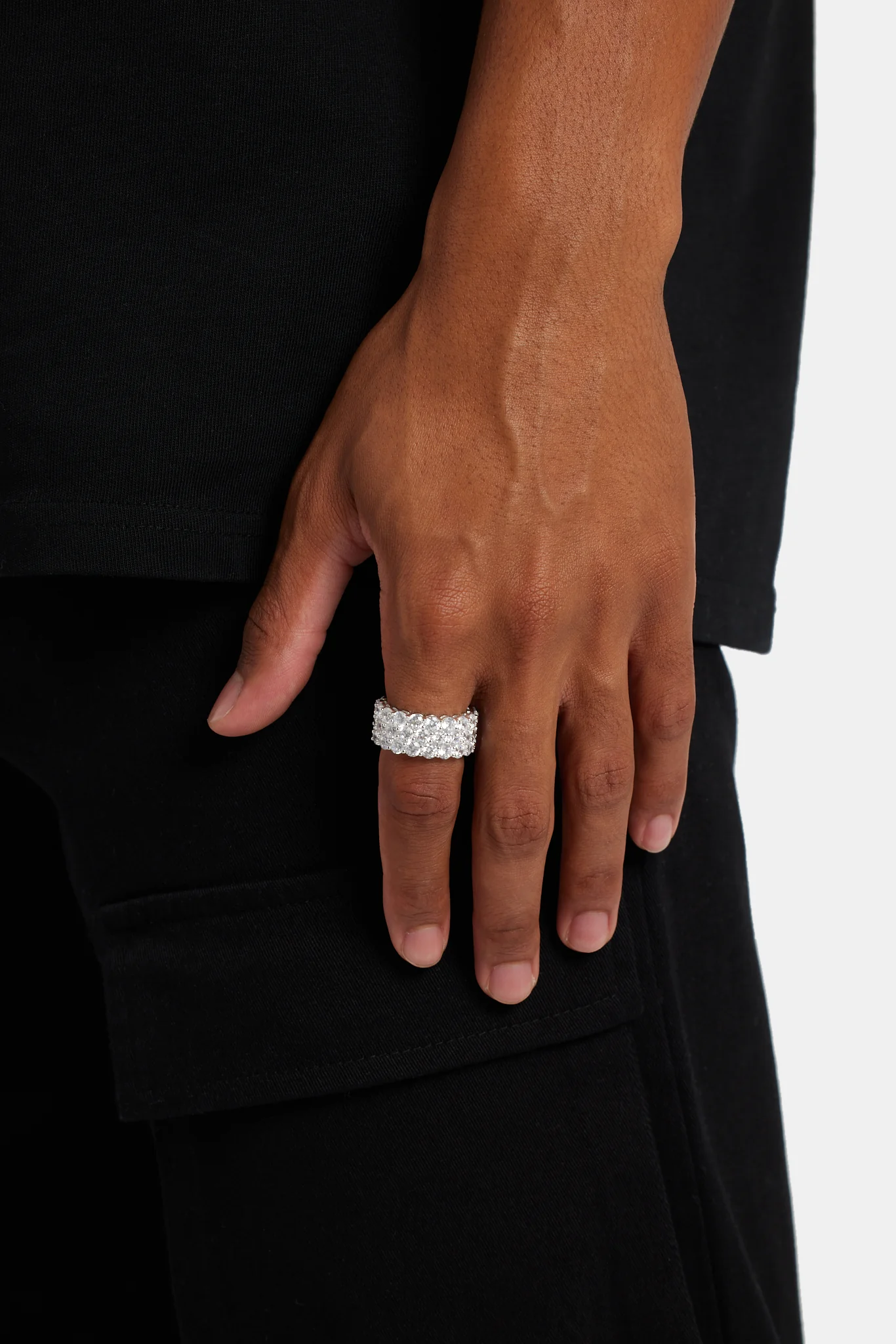 10mm 925 Triple Row CZ Ring - Image 2