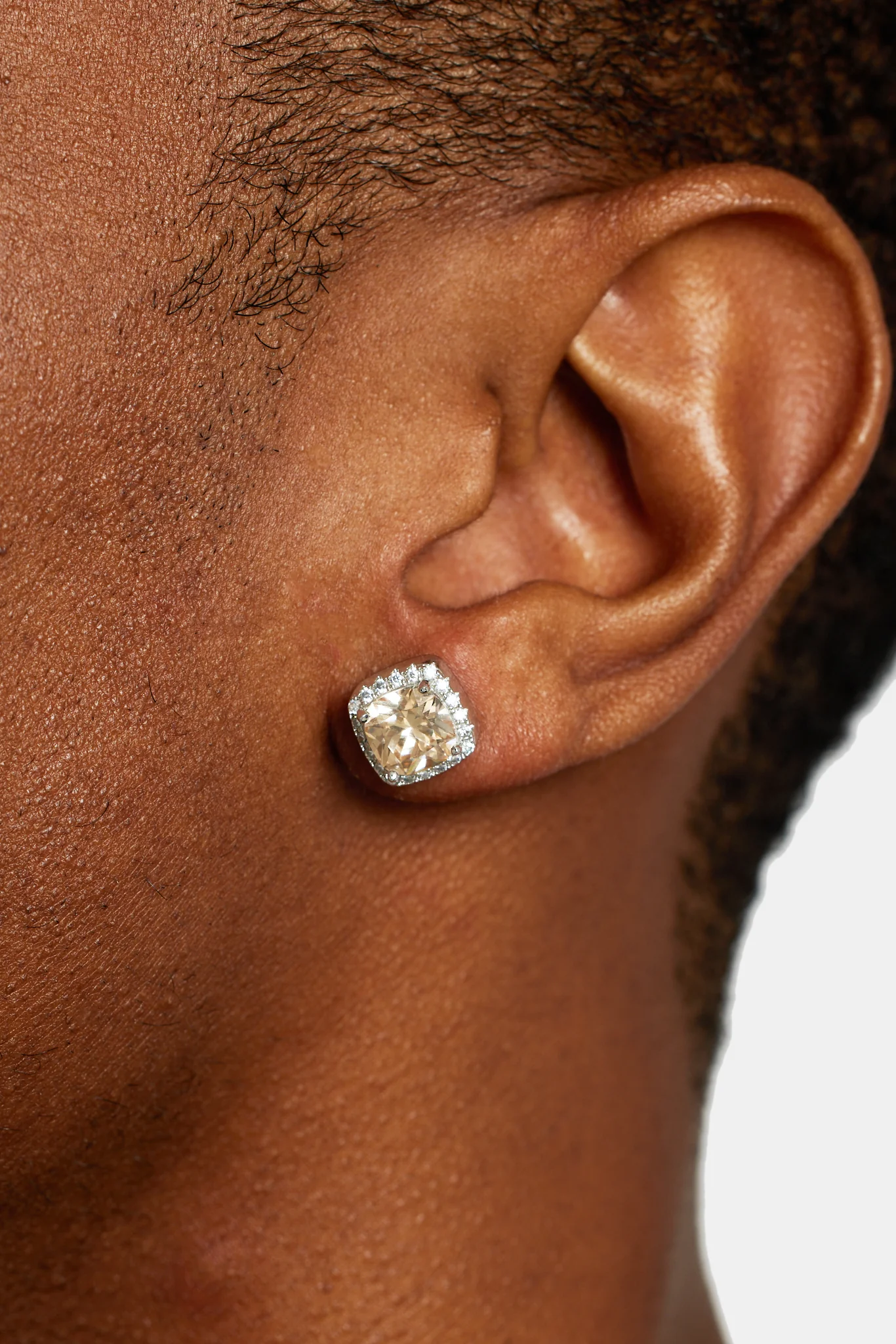 Iced Square Cluster Stud Earrings - Champagne - Image 2
