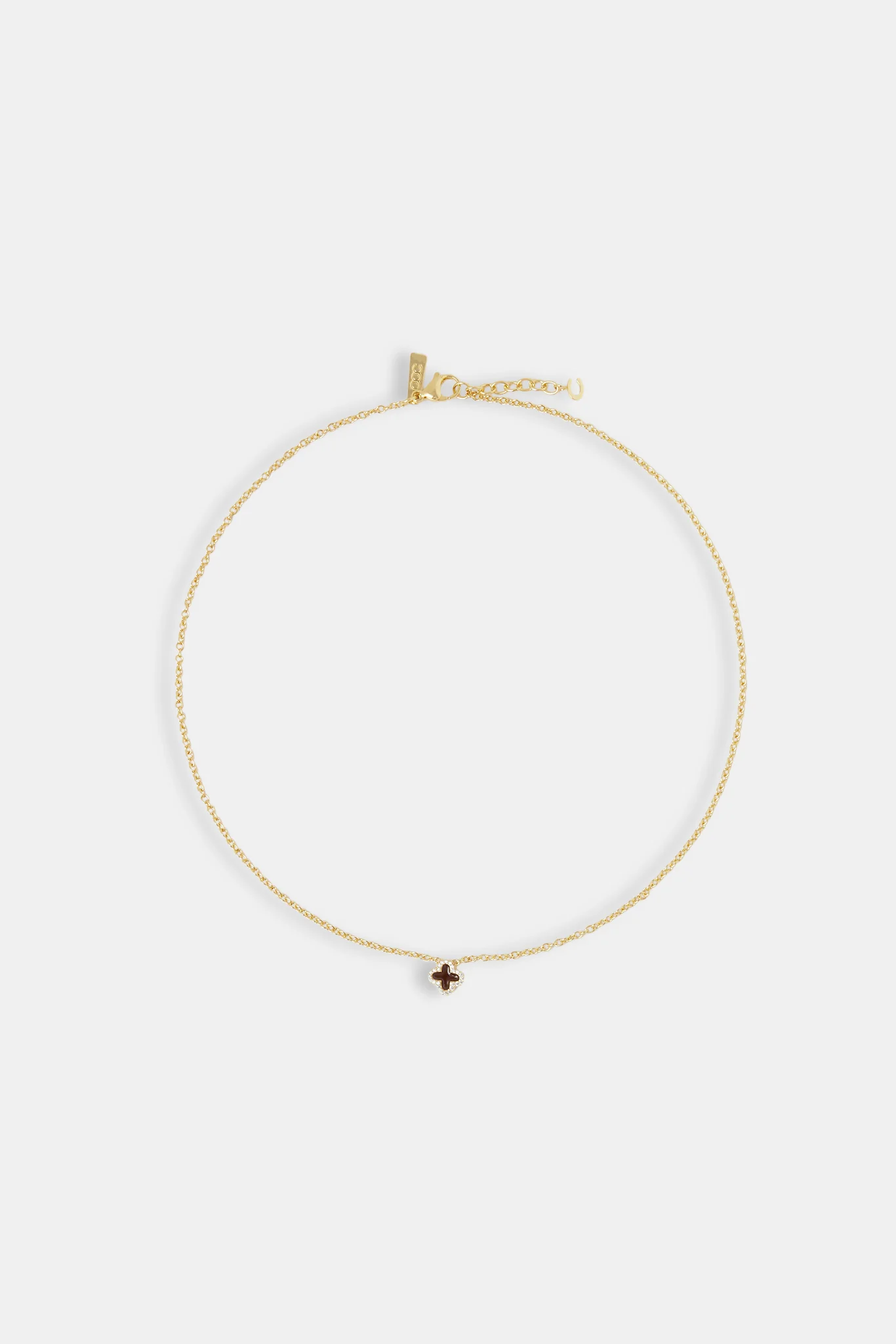 10mm Chocolate Enamel Single Motif Necklace - Gold - Image 4