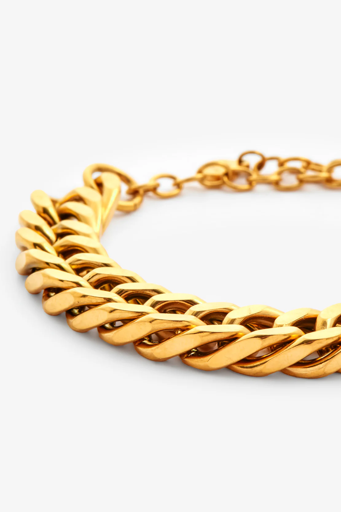 Chunky Flat Cuban Bracelet 10mm - Gold - Image 2