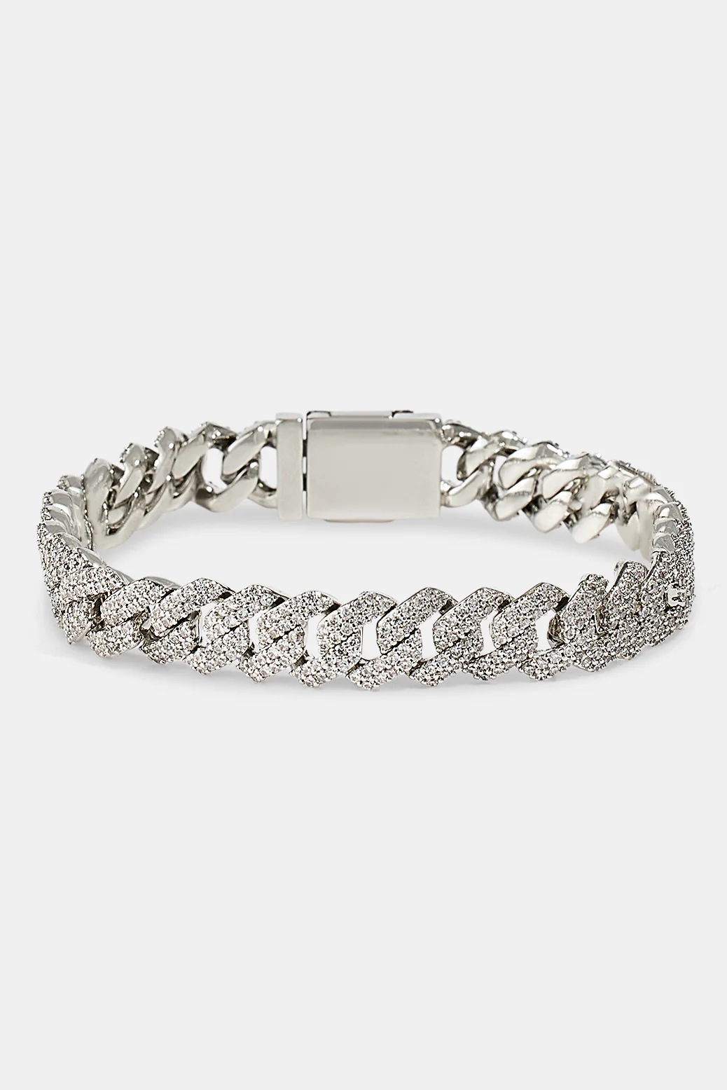 Iced Prong Cuban Bracelet - 10mm - White