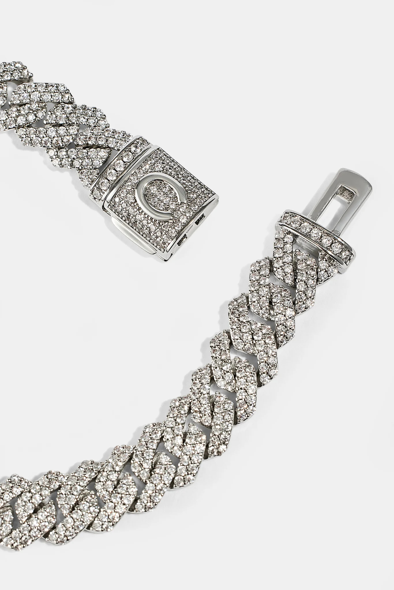 Iced Prong Cuban Bracelet - 10mm - White - Image 3