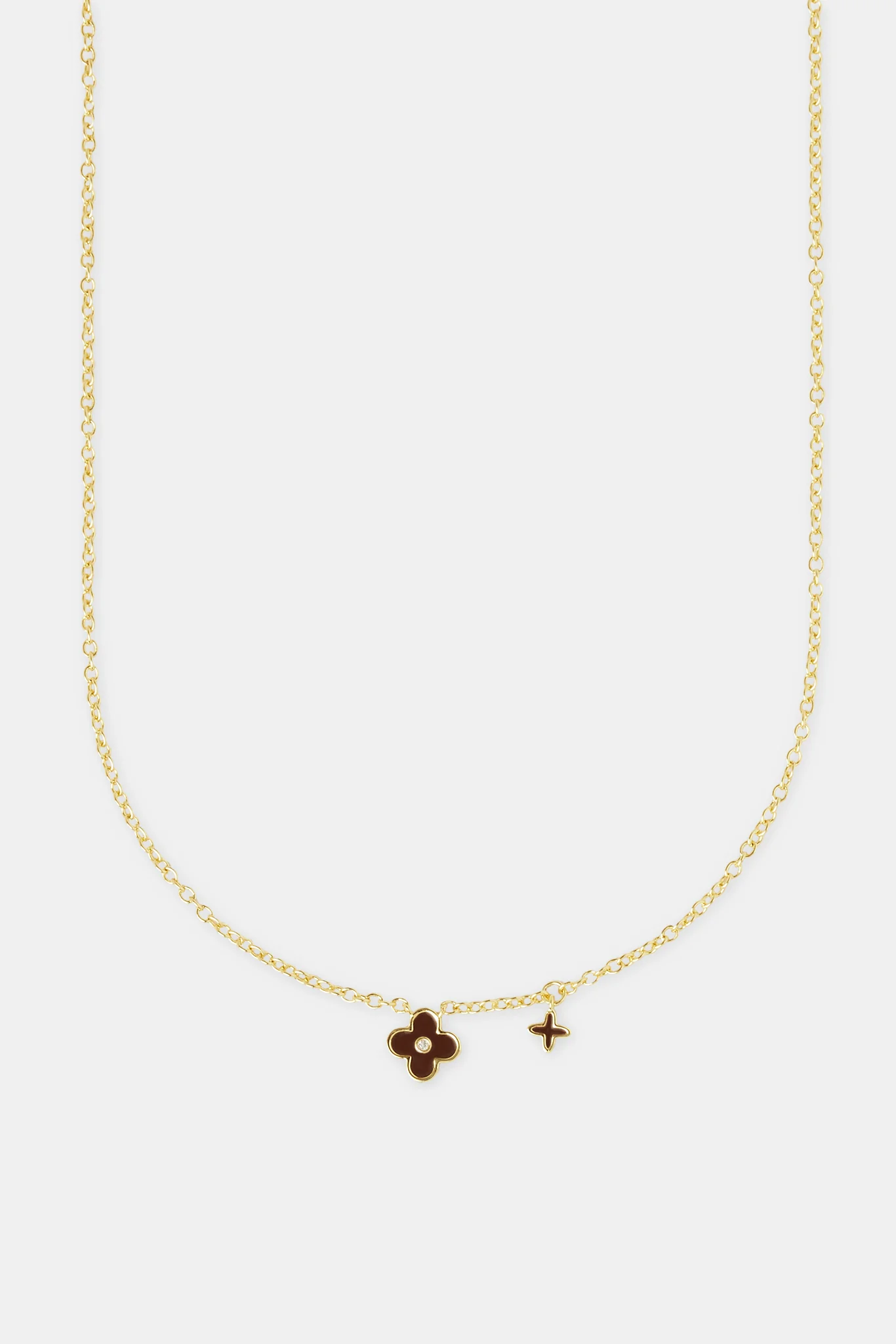 10mm Double Motif Enamel Necklace - Chocolate - Image 2