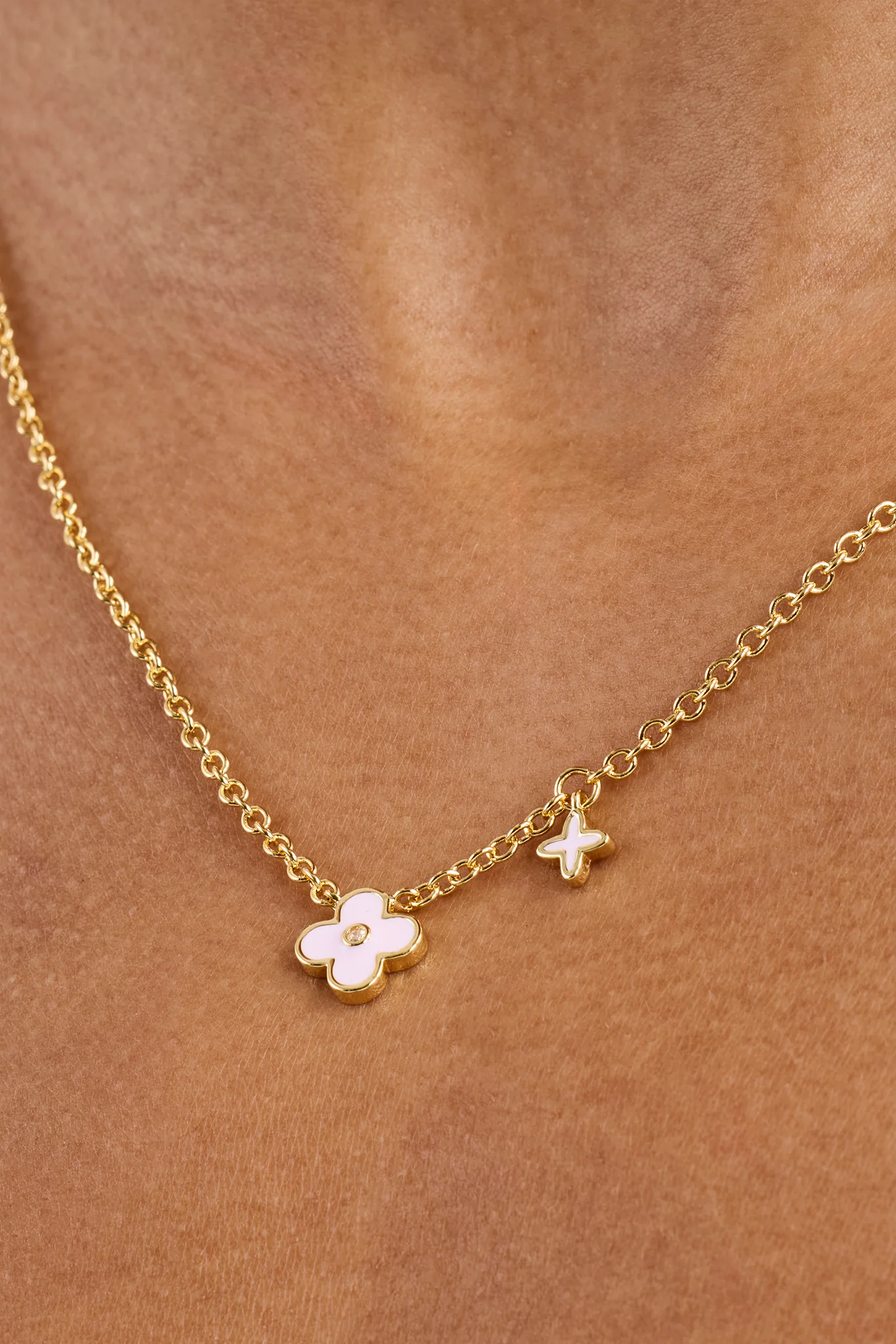 10mm Double Motif Enamel Necklace - Pink - Image 2