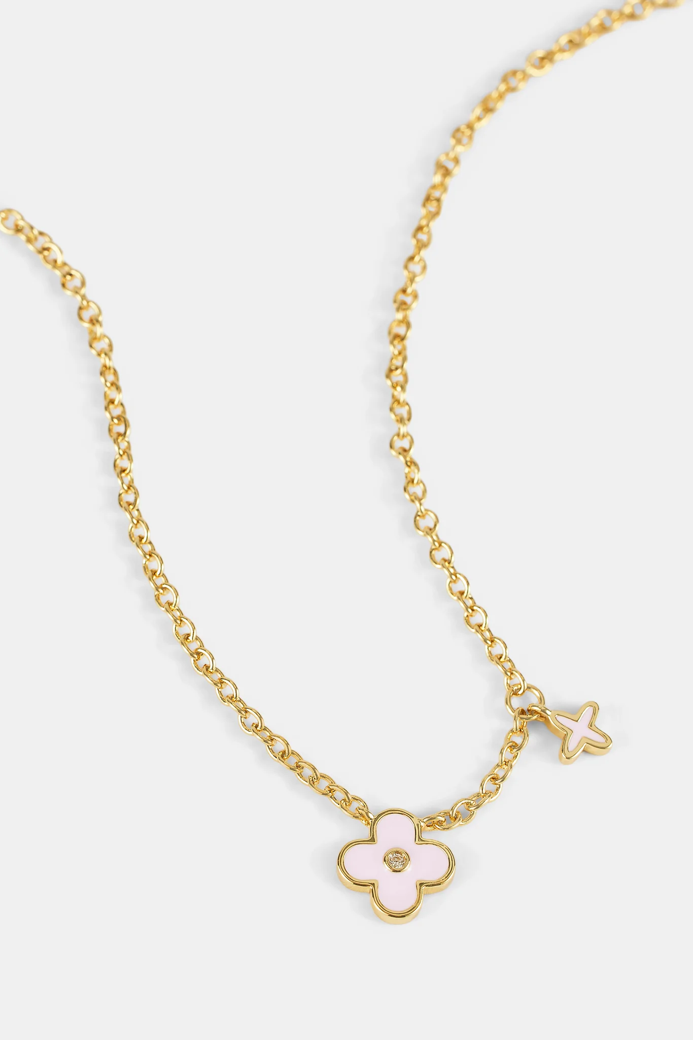 10mm Double Motif Enamel Necklace - Pink - Image 3