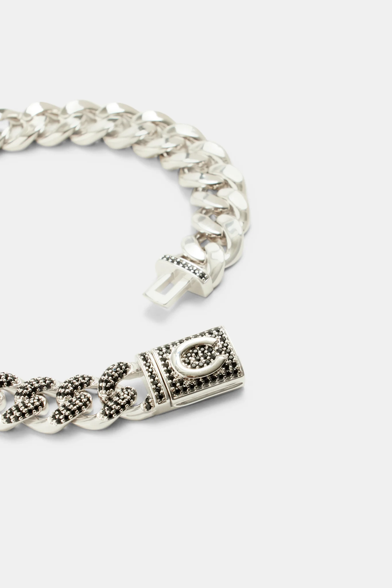 10mm Half Polished Half Iced Black CZ Cuban Bracelet - Image 3