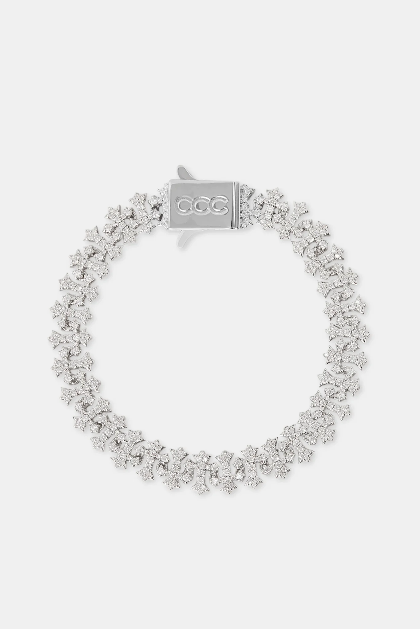 10mm Iced Alternating Cross Bracelet - White - Image 2