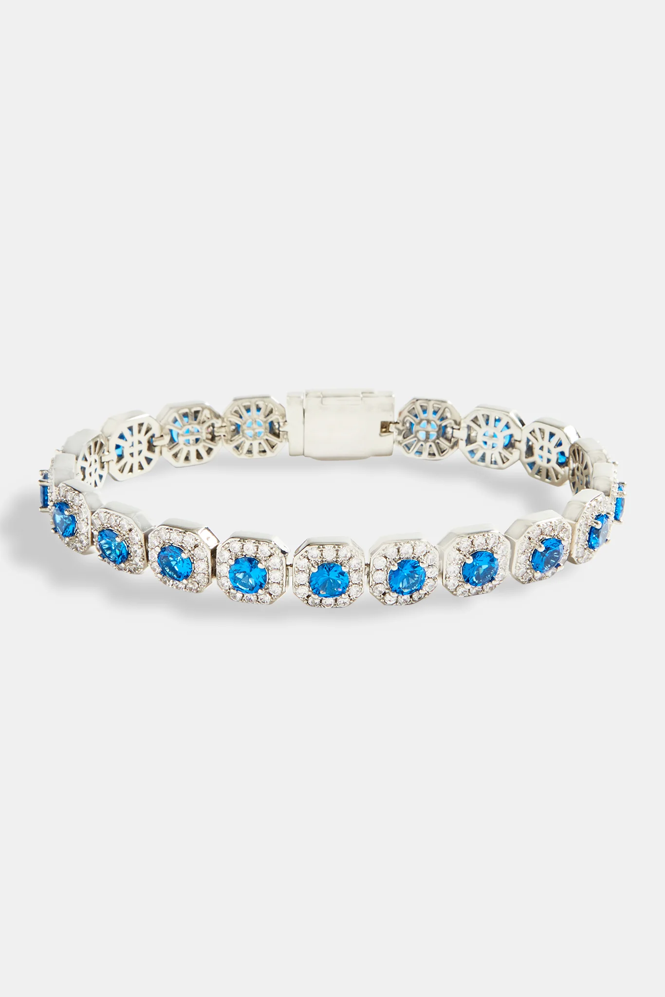 10mm Iced Blue CZ Cluster Bracelet - Image 2