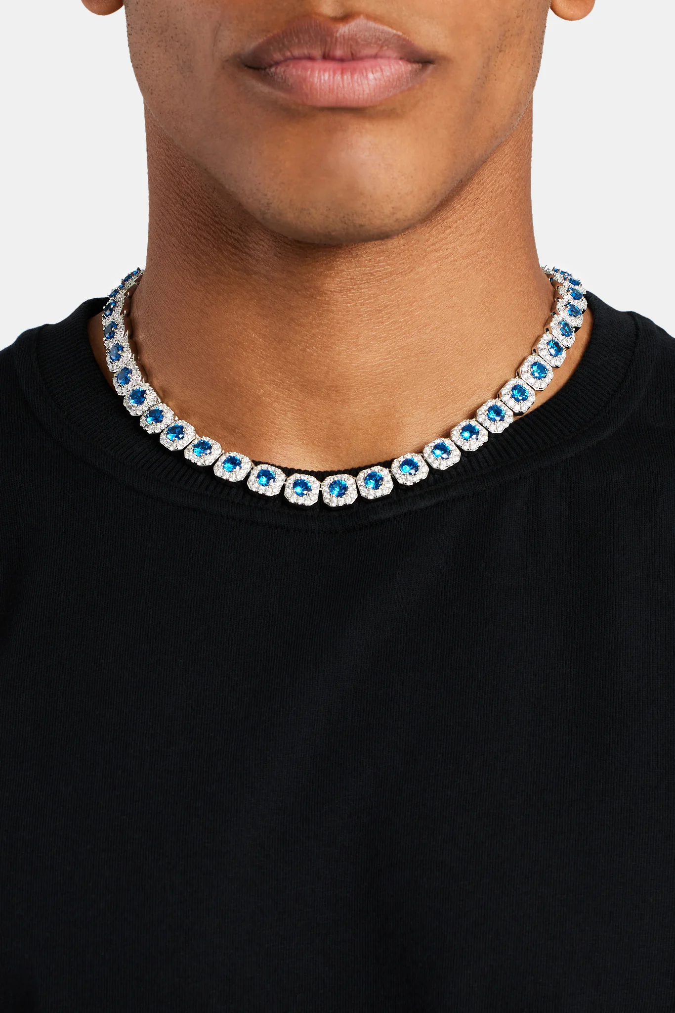 10mm Iced Blue CZ Cluster Chain - Image 2