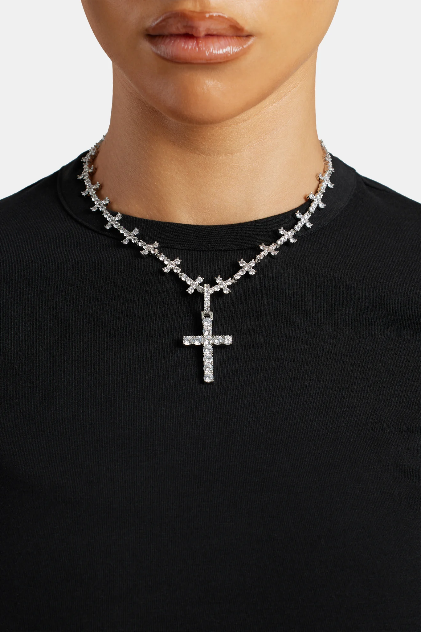 10mm Iced CZ Cross Chain With 35mm Cross Pendant - Image 2