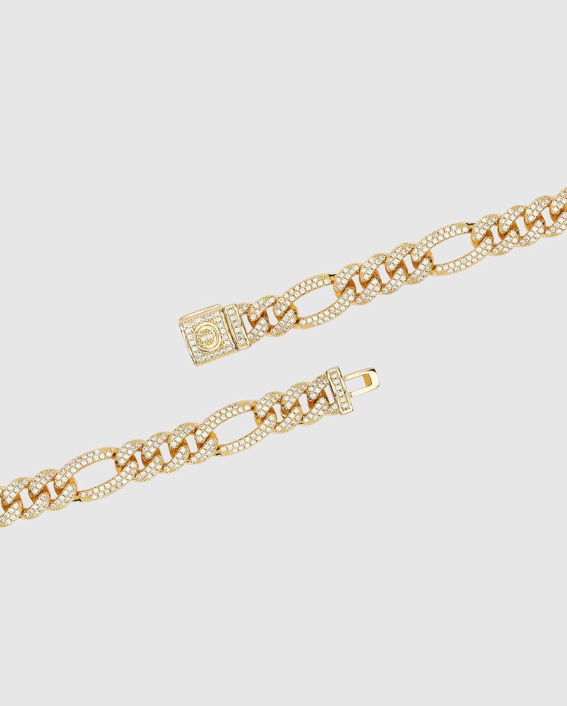 10mm Iced Figaro Bracelet - Gold - Image 3