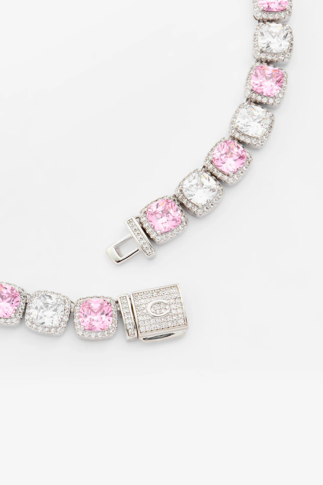 10mm Pink & Clear Iced Bezel Allway Chain - Image 2