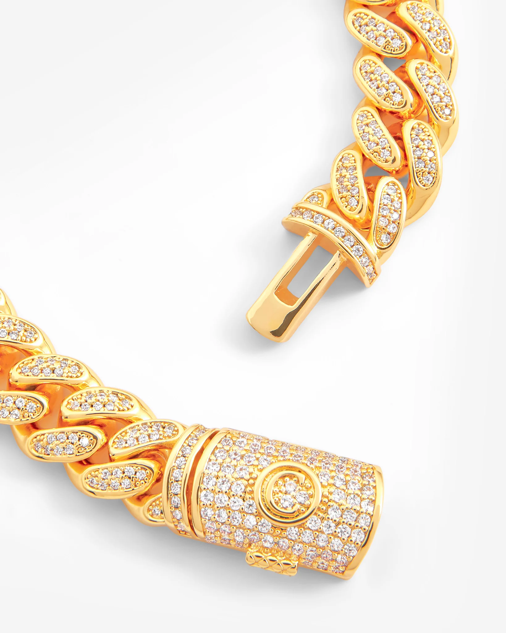 12mm Iced Cuban Link Bracelet - Gold - Image 3