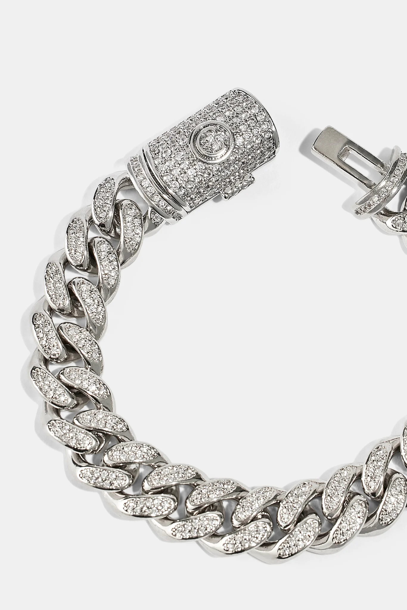 Iced Cuban Link Bracelet - 12mm - White - Image 3