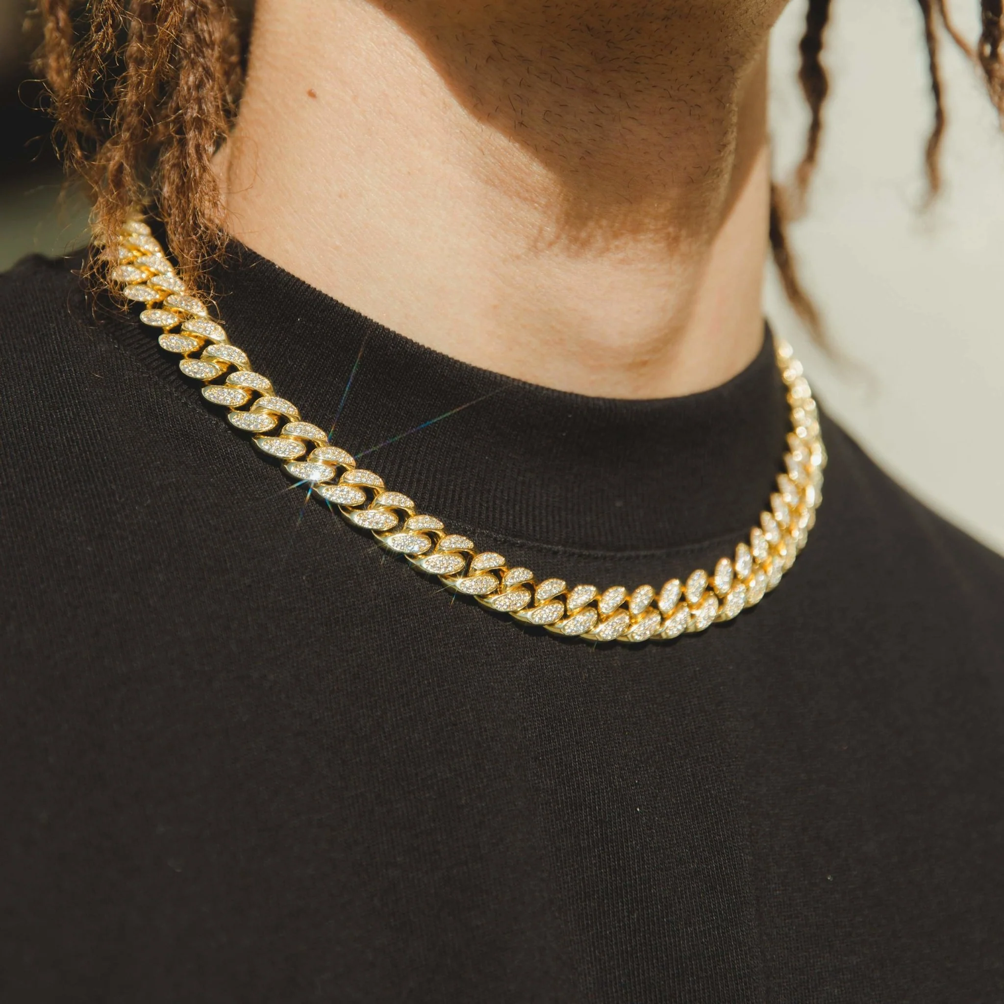 12mm Iced Cuban Link Chain - Gold - Image 2
