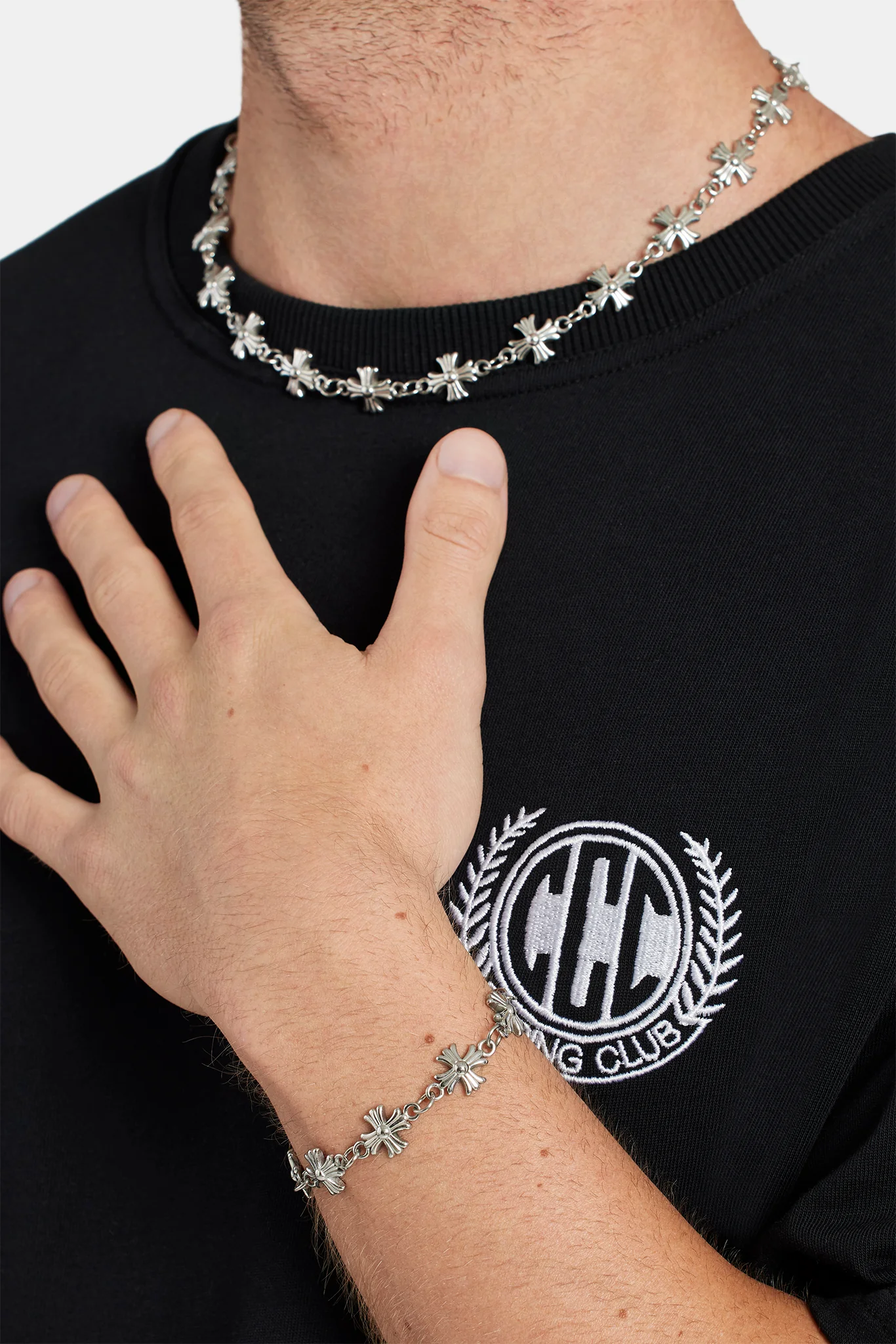 12mm Pewter Cross Stainless Steel Bracelet - Image 4