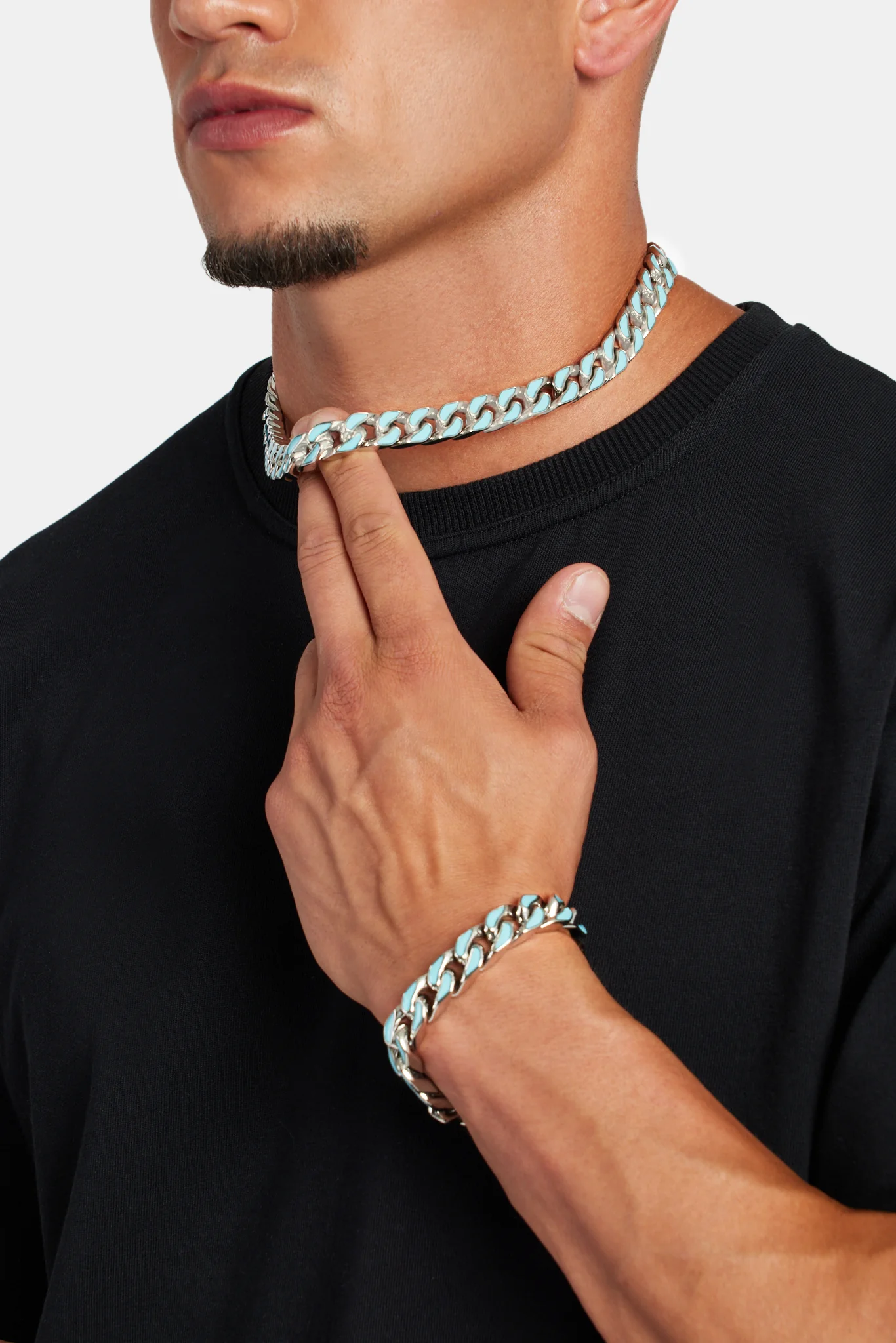 12mm Blue Enamel Cuban Bracelet - Image 4