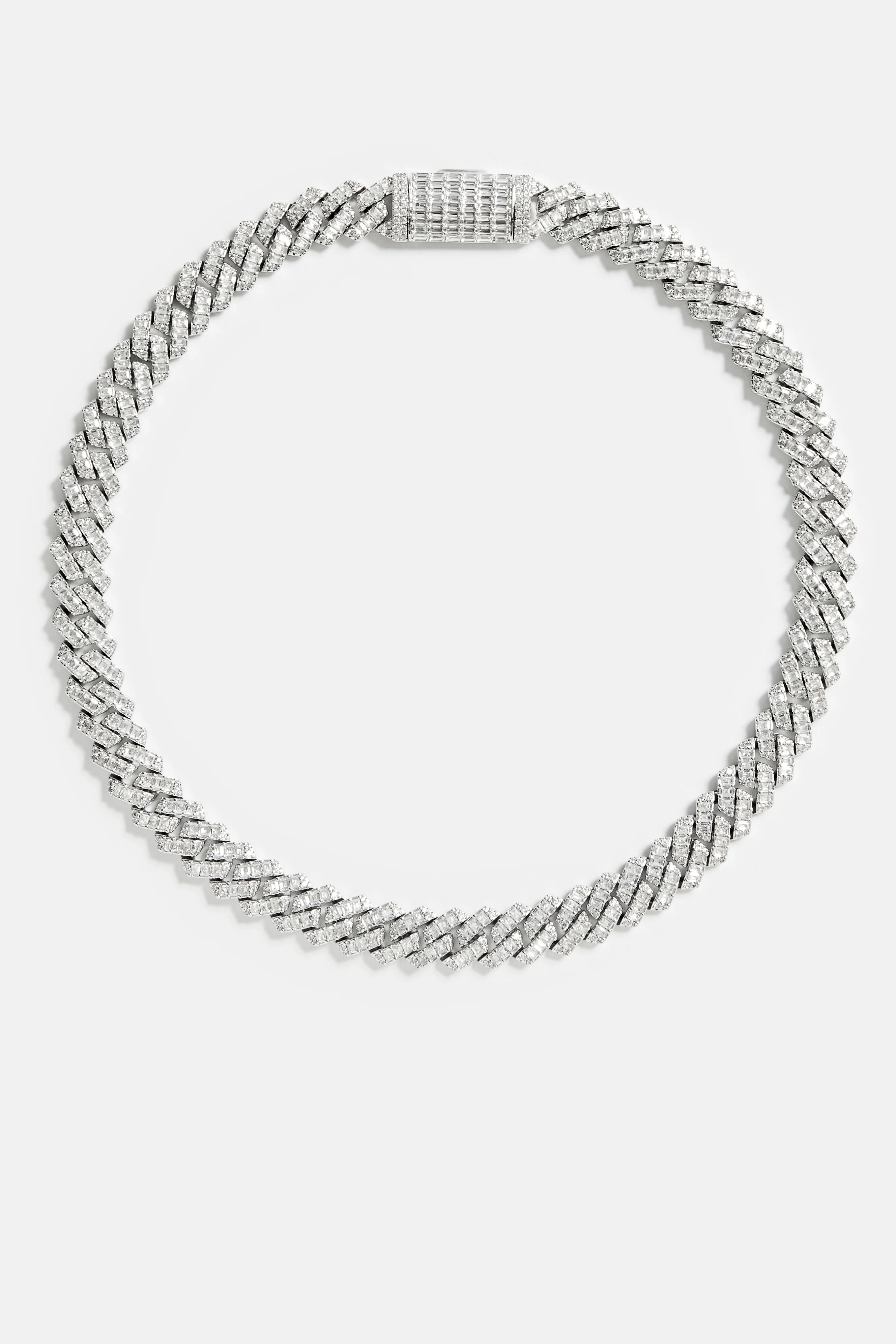 Baguette Prong Cuban Chain - 14mm - White - Image 4