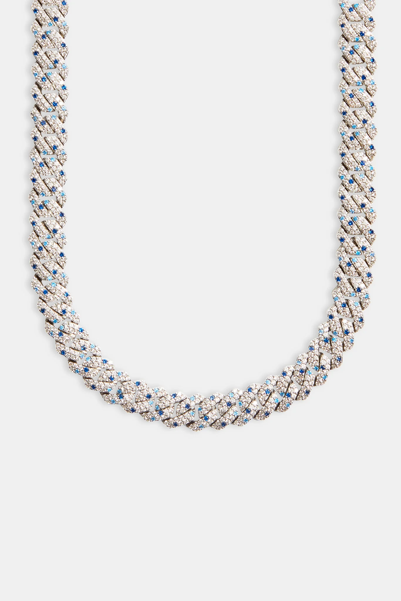 14mm Iced Clear & Blue Prong Cuban Chain - Image 2