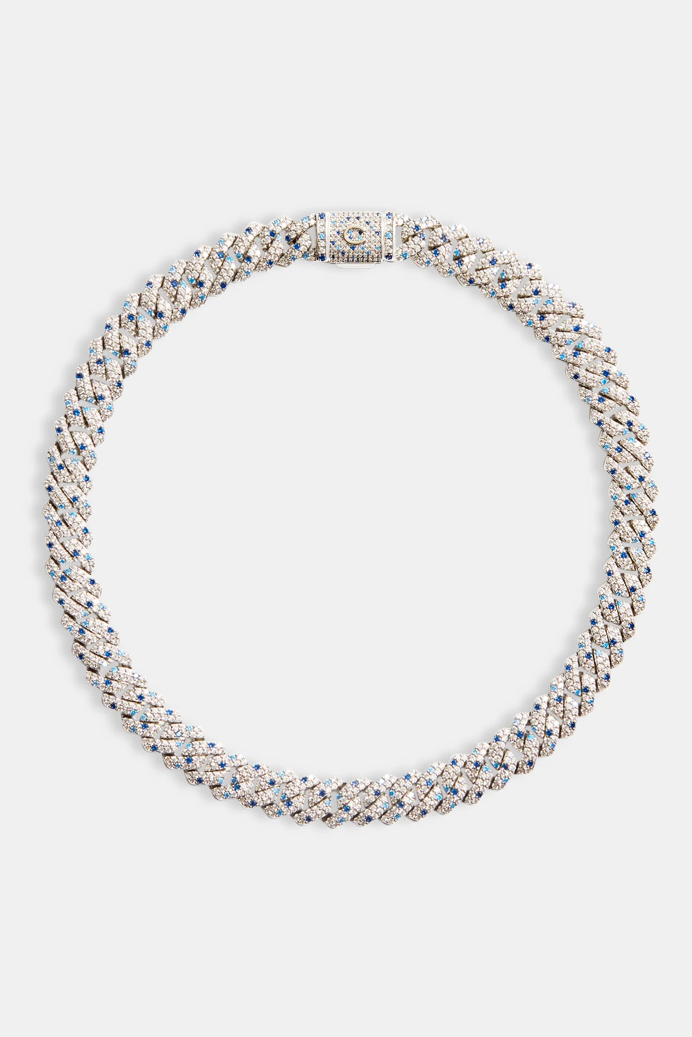 14mm Iced Clear & Blue Prong Cuban Chain - Image 4