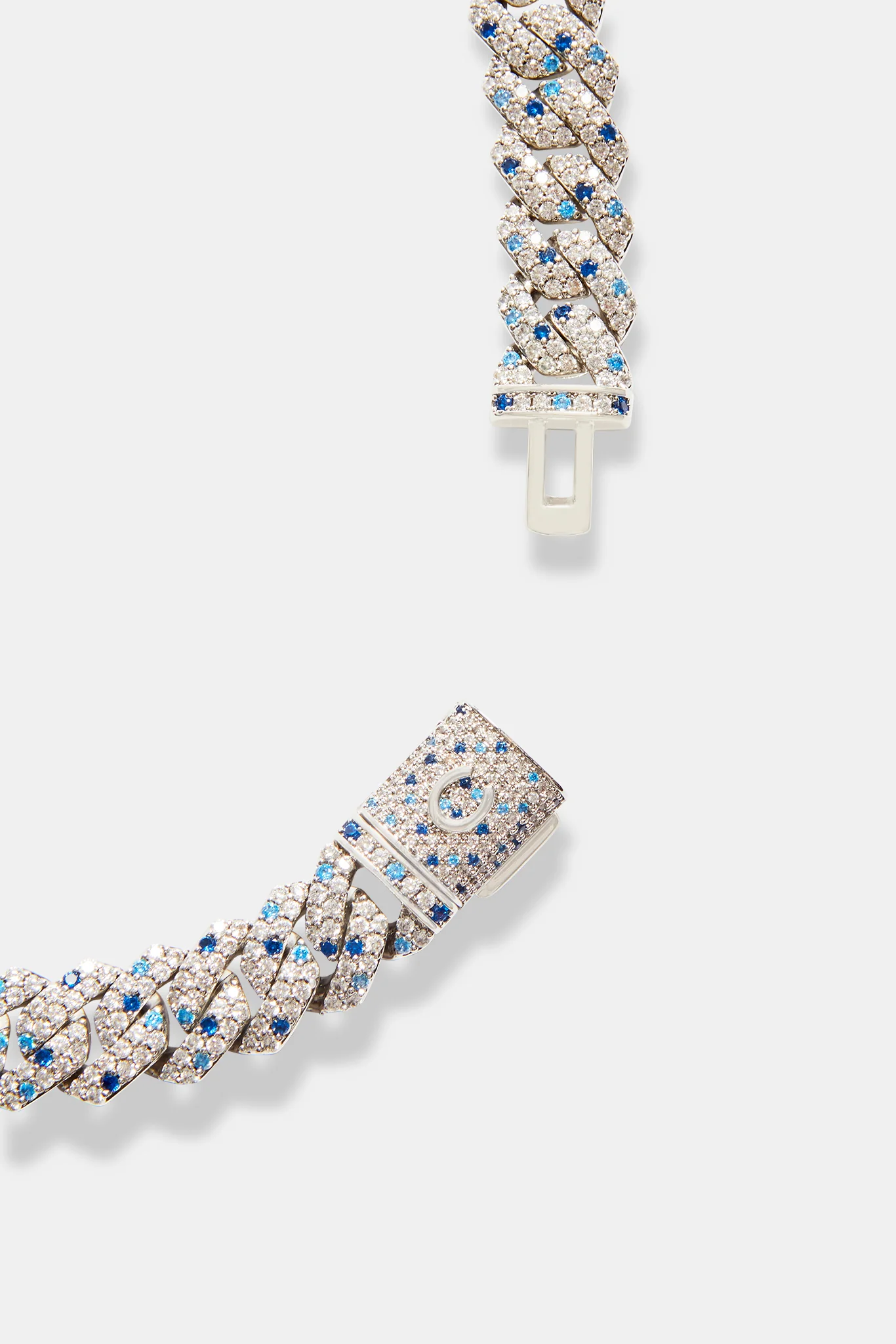 14mm Iced Clear & Blue Prong Cuban Chain - Image 5