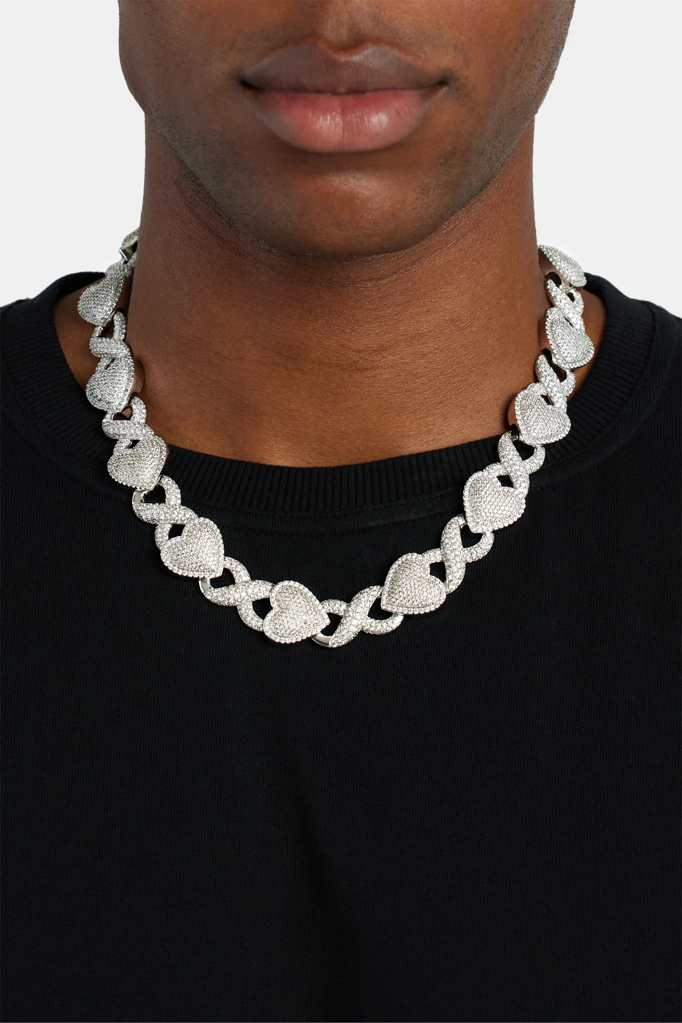14mm Iced CZ Heart Infinity Chain - Image 2