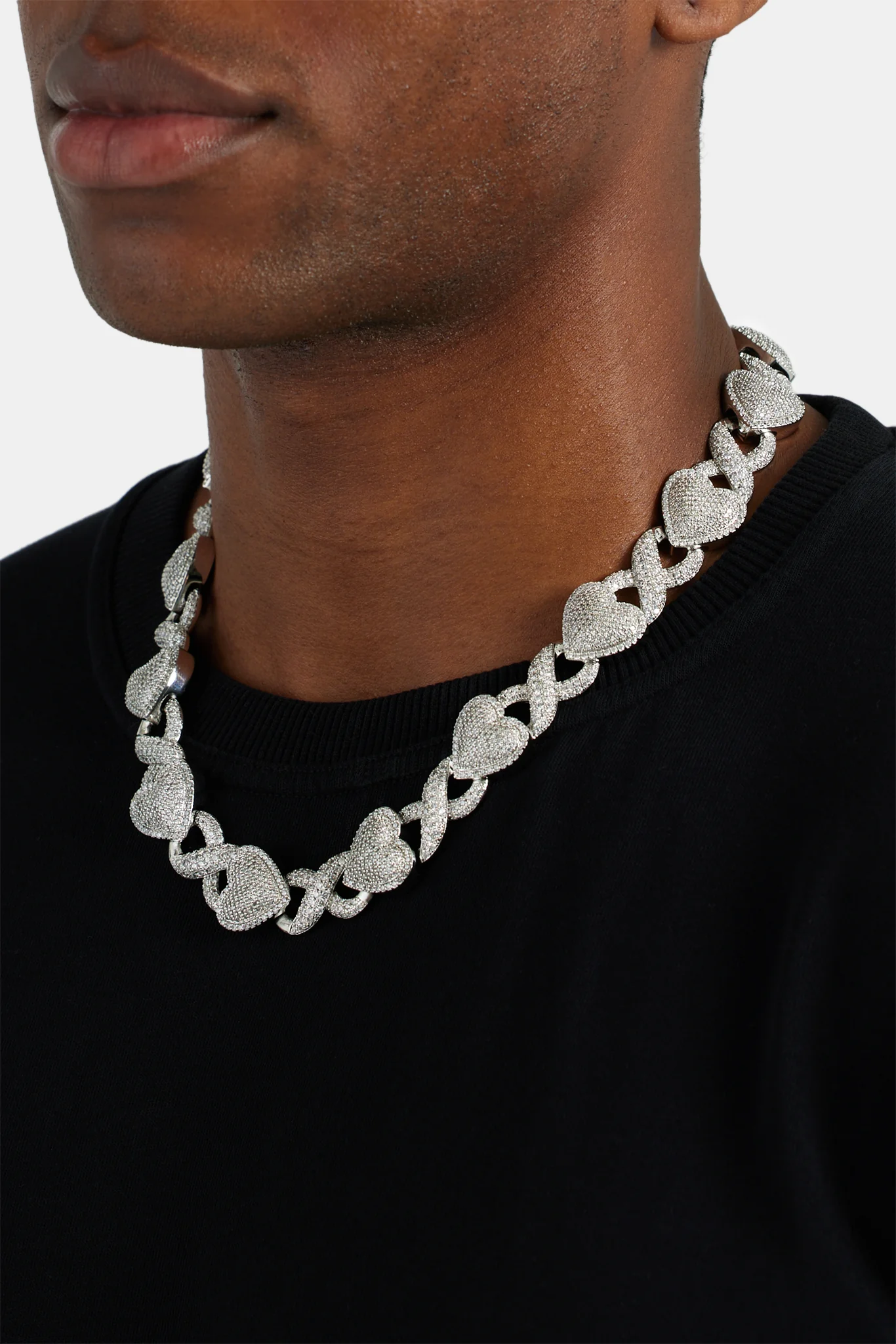 14mm Iced CZ Heart Infinity Chain - Image 3