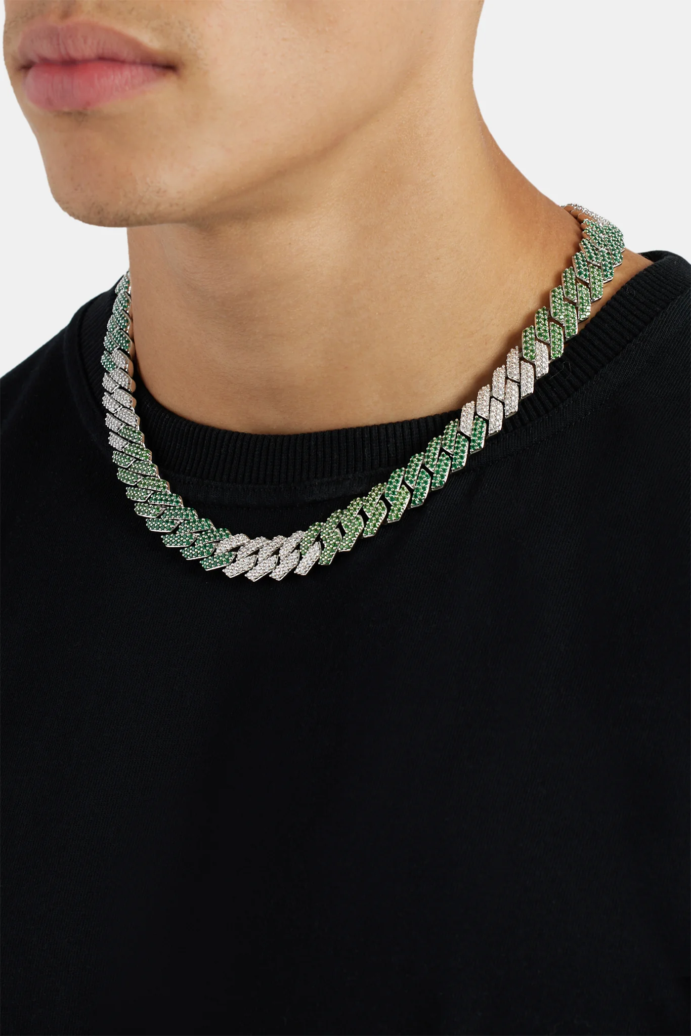 14mm Iced Green Gradient Cuban Chain - Image 3