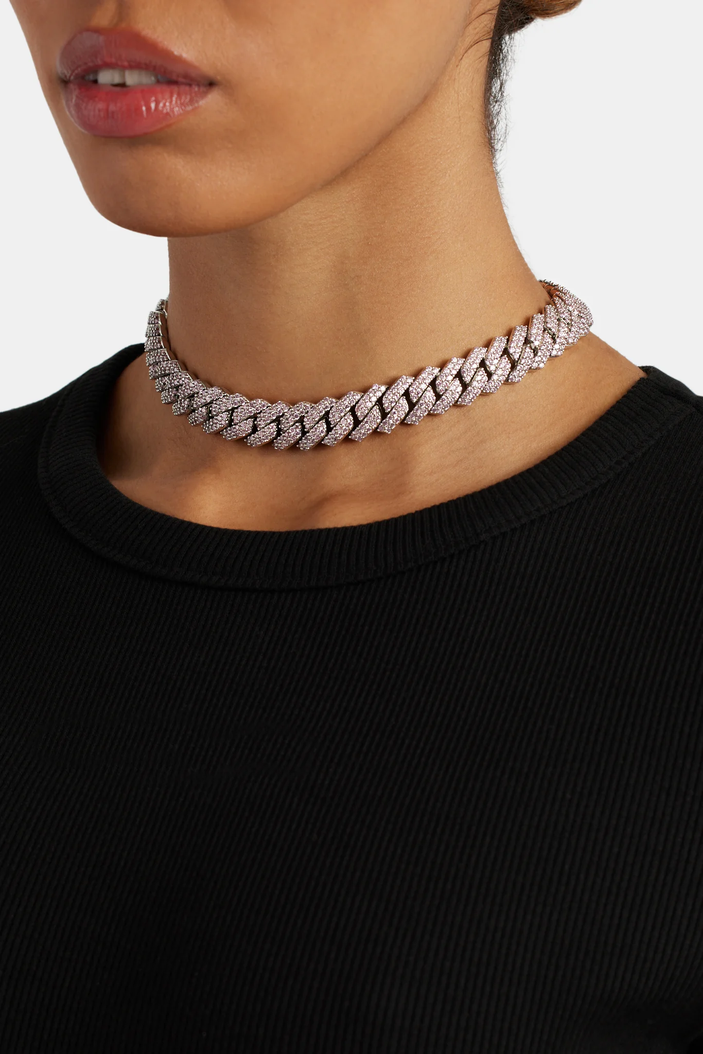 14mm Pink Prong Cuban Chain Choker - Image 4