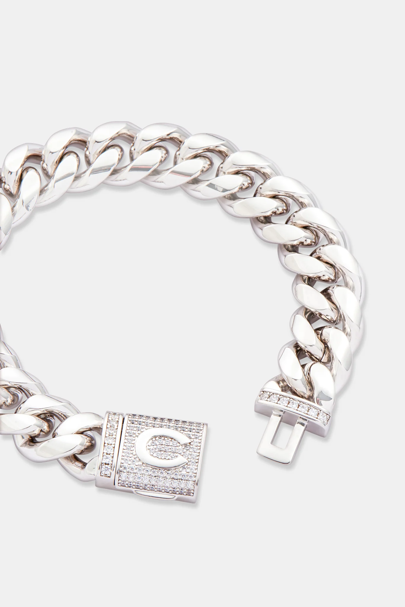 14mm Polished Cuban & Iced Clasp Bracelet - Image 3