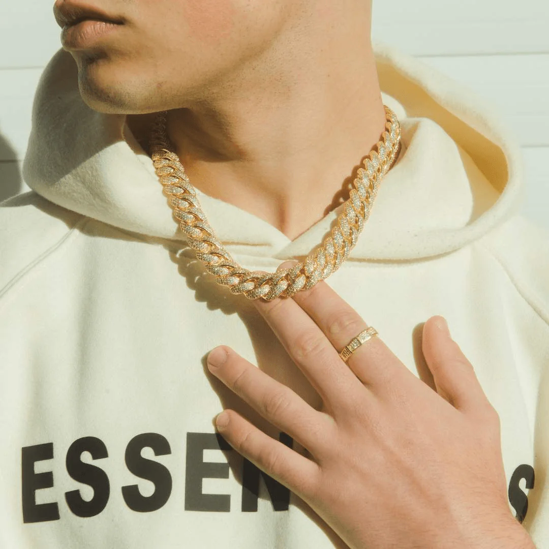 15mm Iced Cuban Link Chain - Gold - Image 2