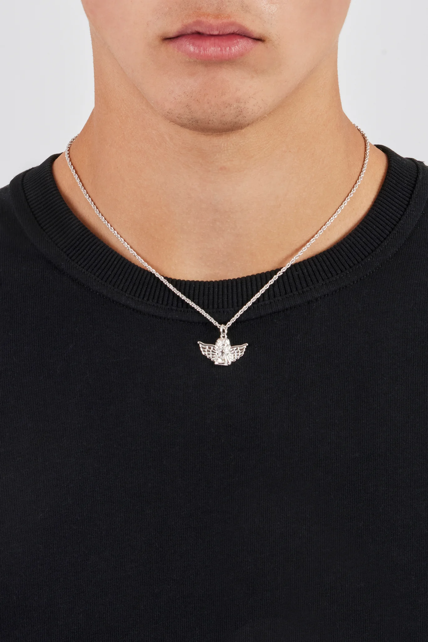 15mm Micro Cherub Necklace - White