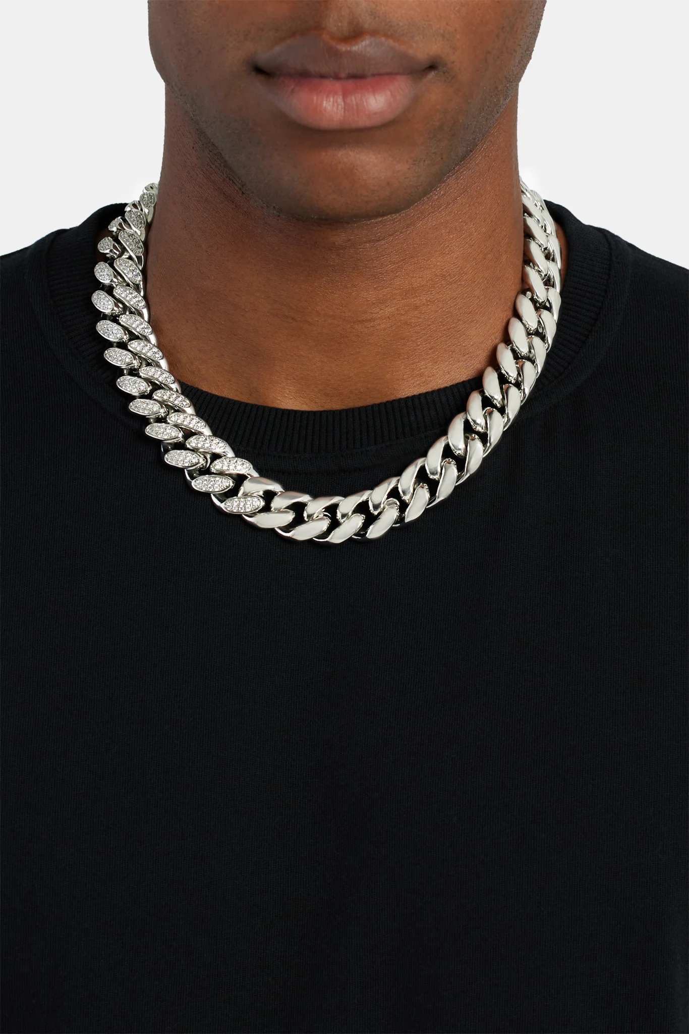 19mm Half Iced CZ Half Polished Cuban Chain - Image 2