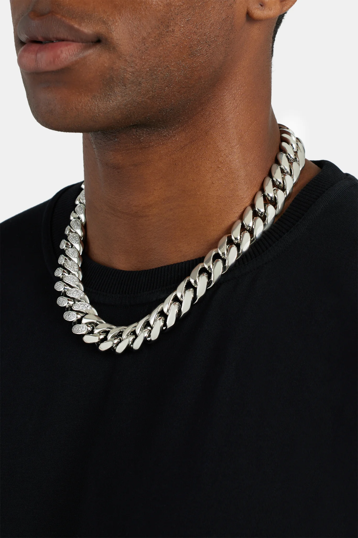 19mm Half Iced CZ Half Polished Cuban Chain - Image 4