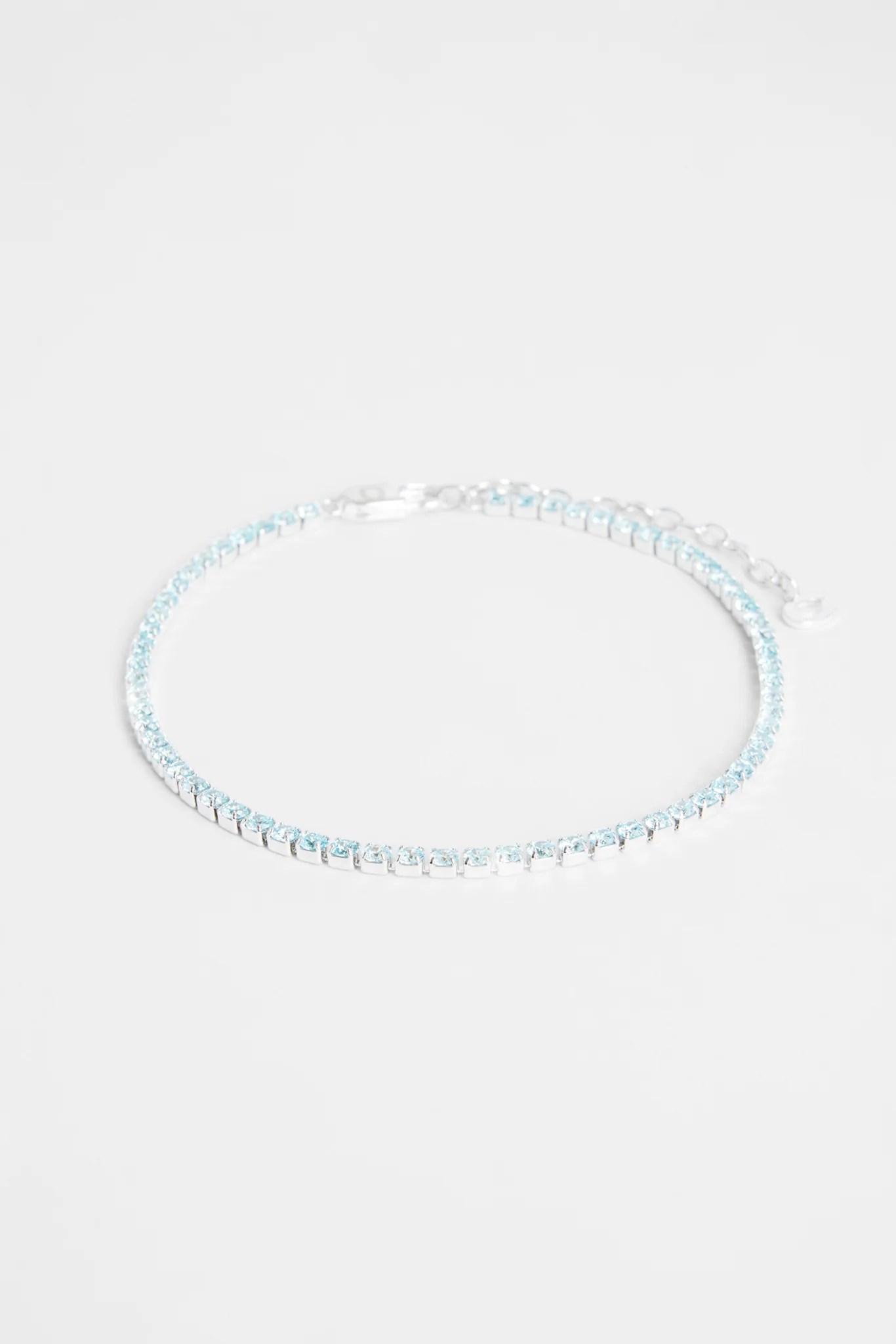 2.5mm Iced Blue CZ Micro Tennis Anklet - Image 2