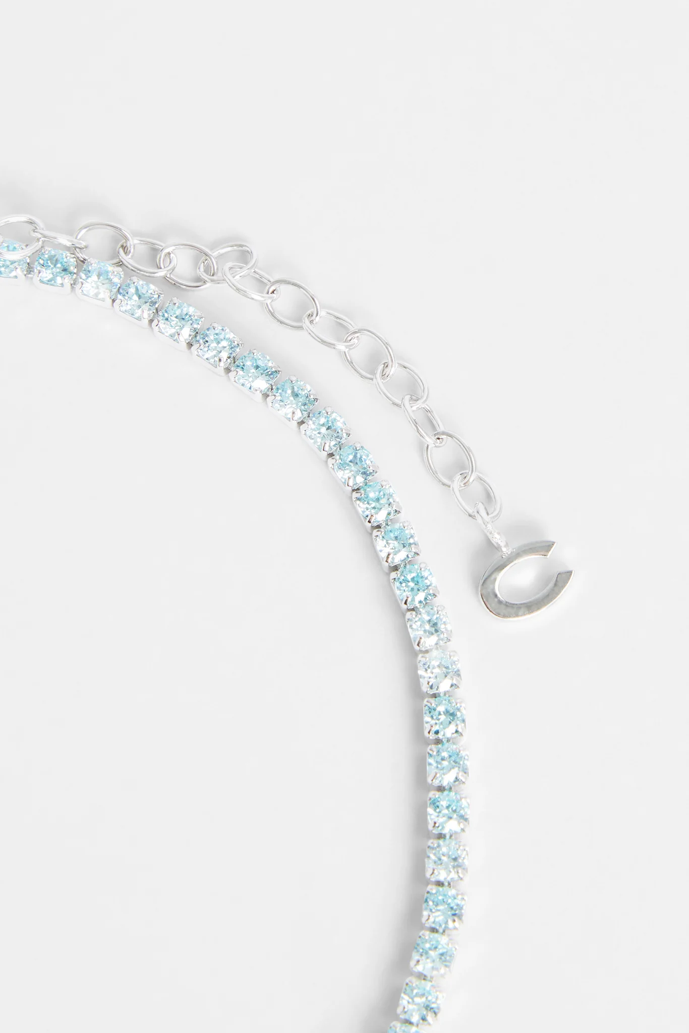 2.5mm Iced Blue CZ Micro Tennis Anklet - Image 3
