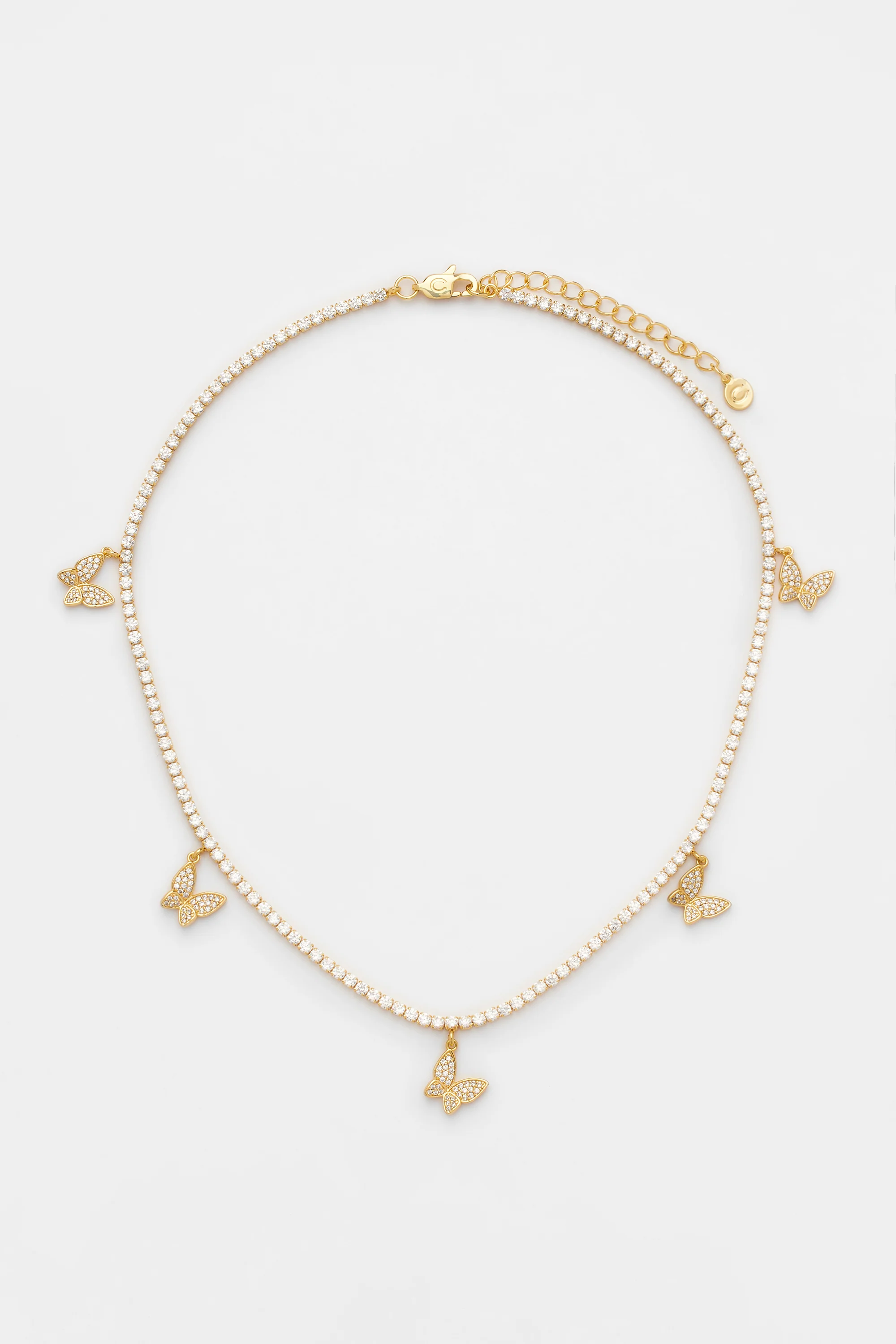 2.5mm Iced Tennis Butterfly Necklace - Gold