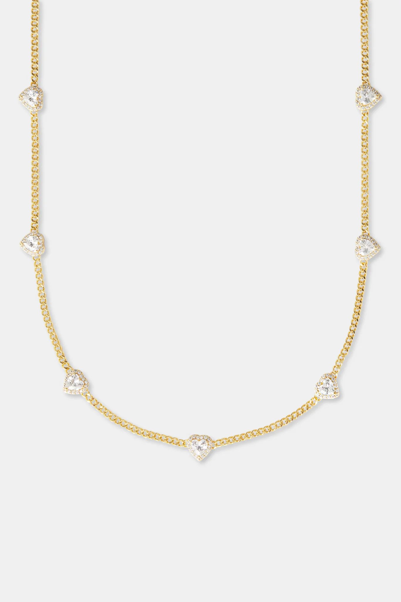 2.5mm Micro Cuban Multi Heart Cz Chain - Gold - Image 2