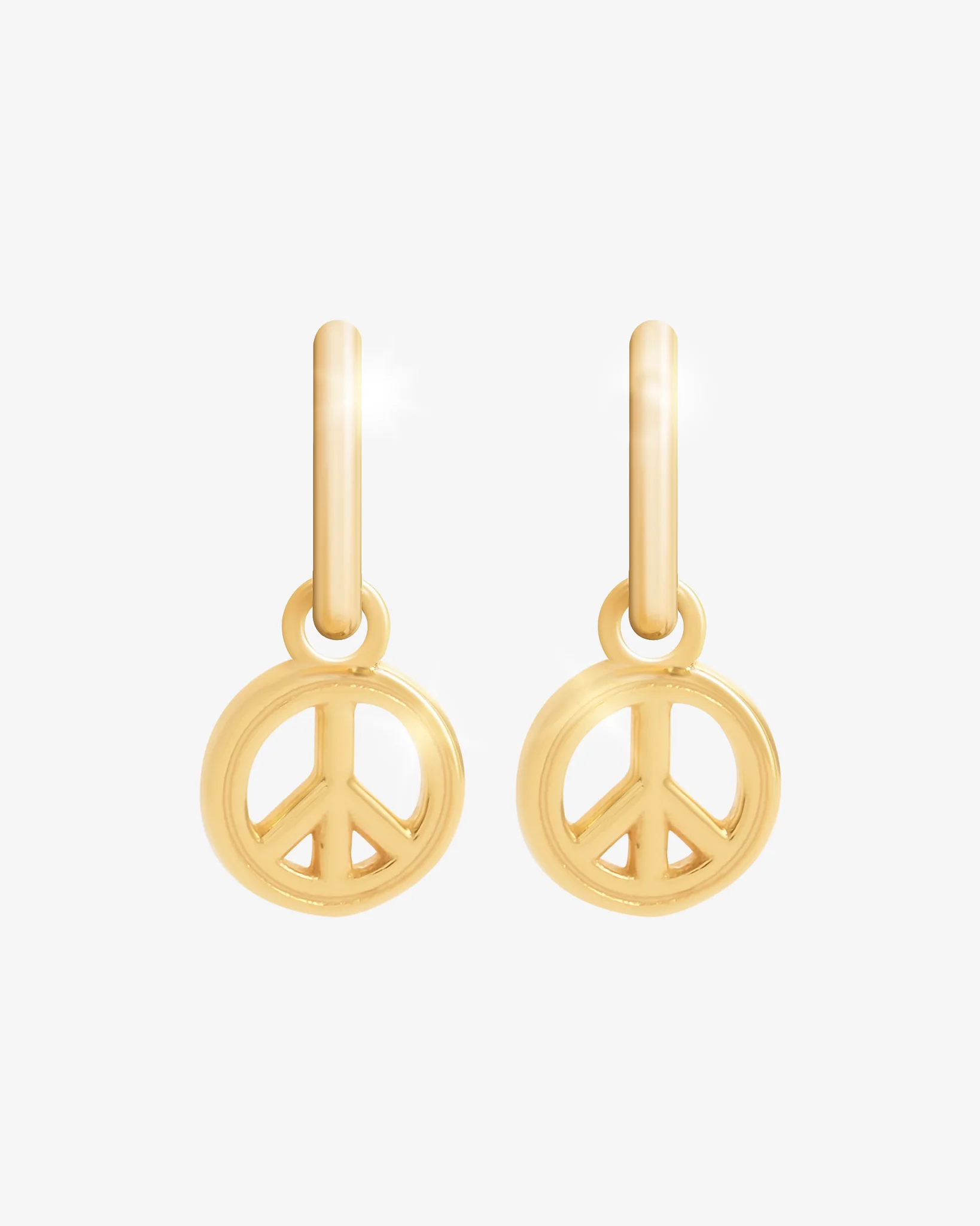 2 Pack Happy & Peace Huggie Hoop Earrings - Gold - Image 3