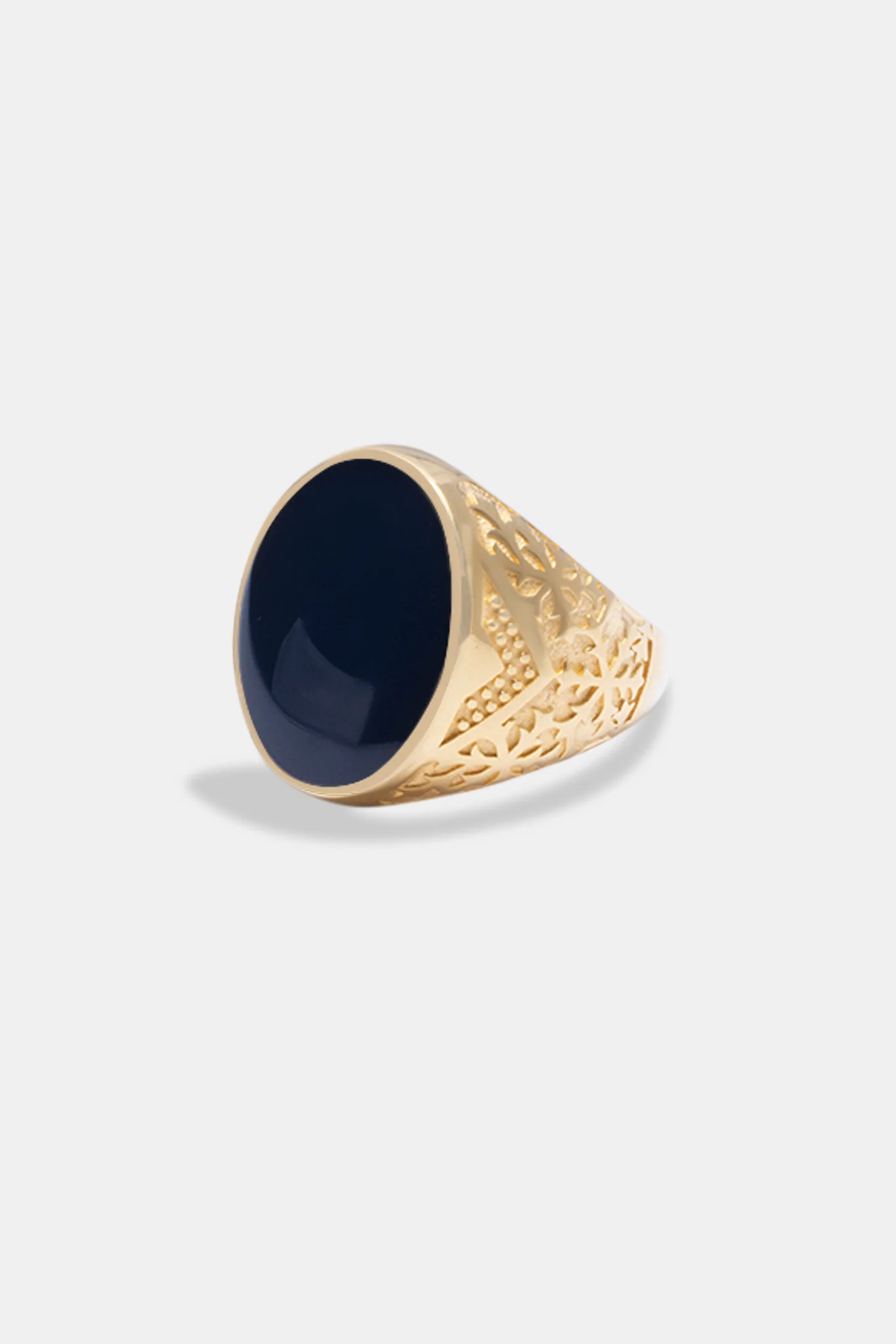 20mm 925 Black Stone Engraved Band Signet Ring - Image 3