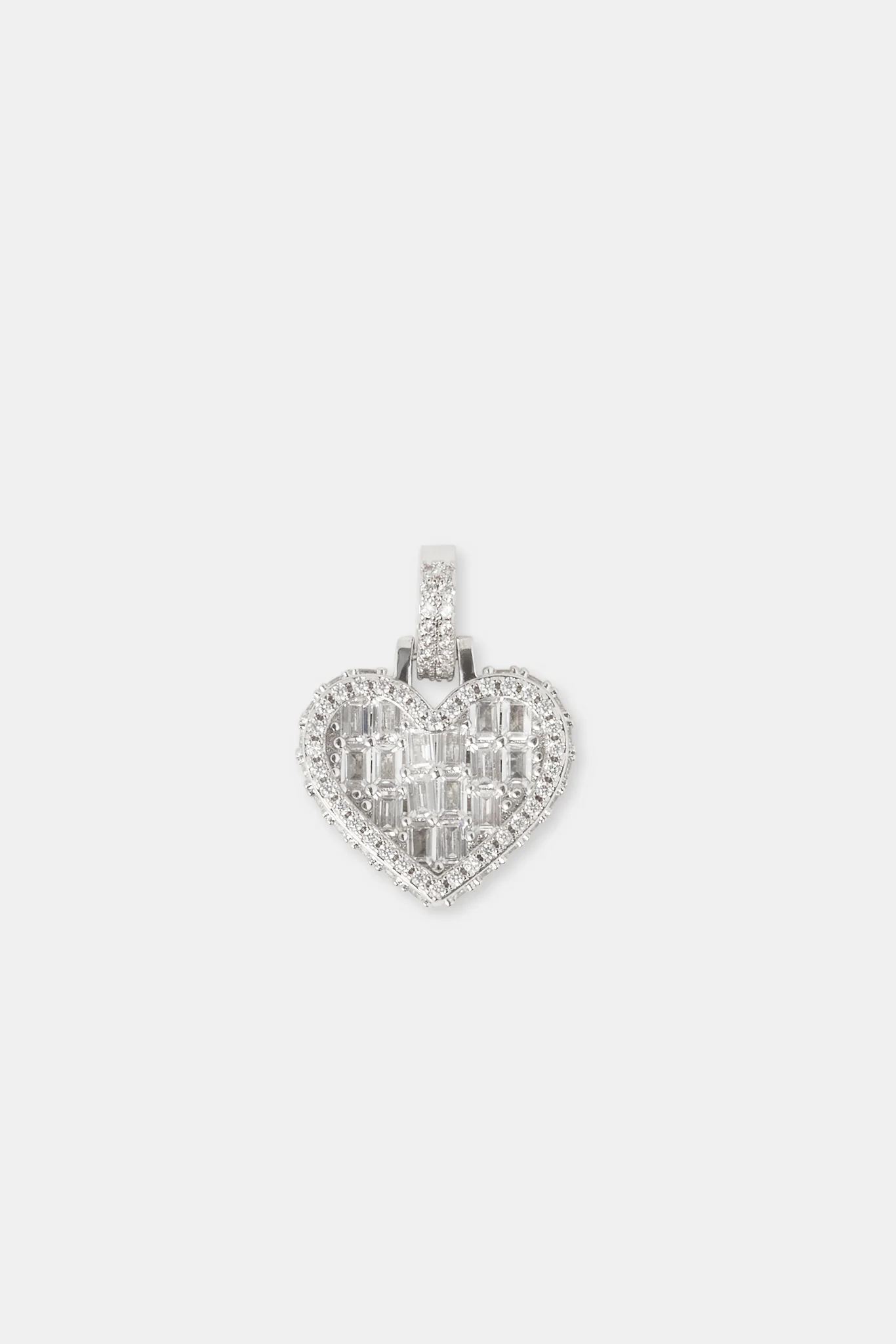 20mm Iced Heart Pendant & 3mm Tennis Chain - White - Image 2