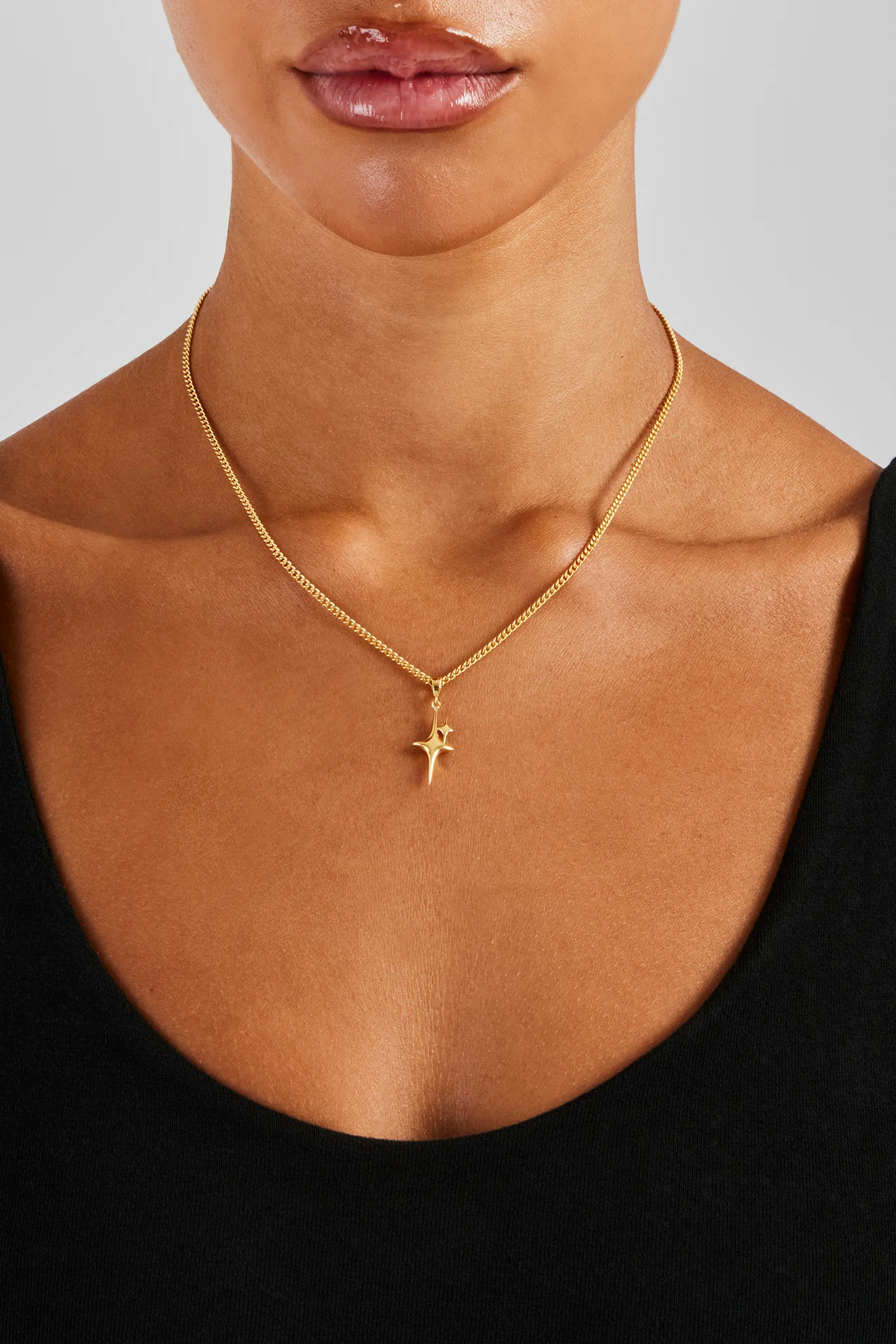 20mm Polished Double Star Necklace - Image 2