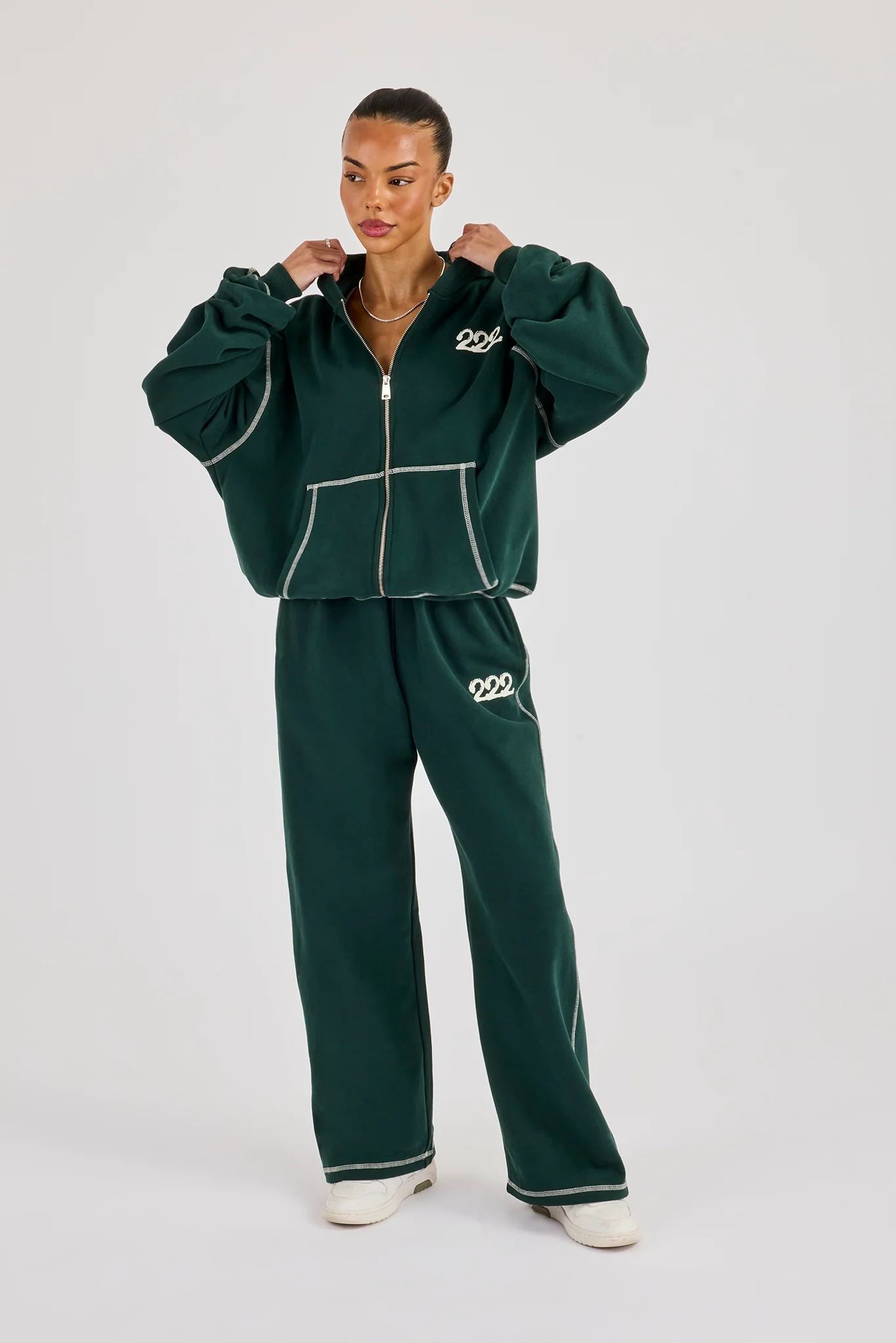 222 Cherub Contrast Stitch Tracksuit - Dark Green - Image 2