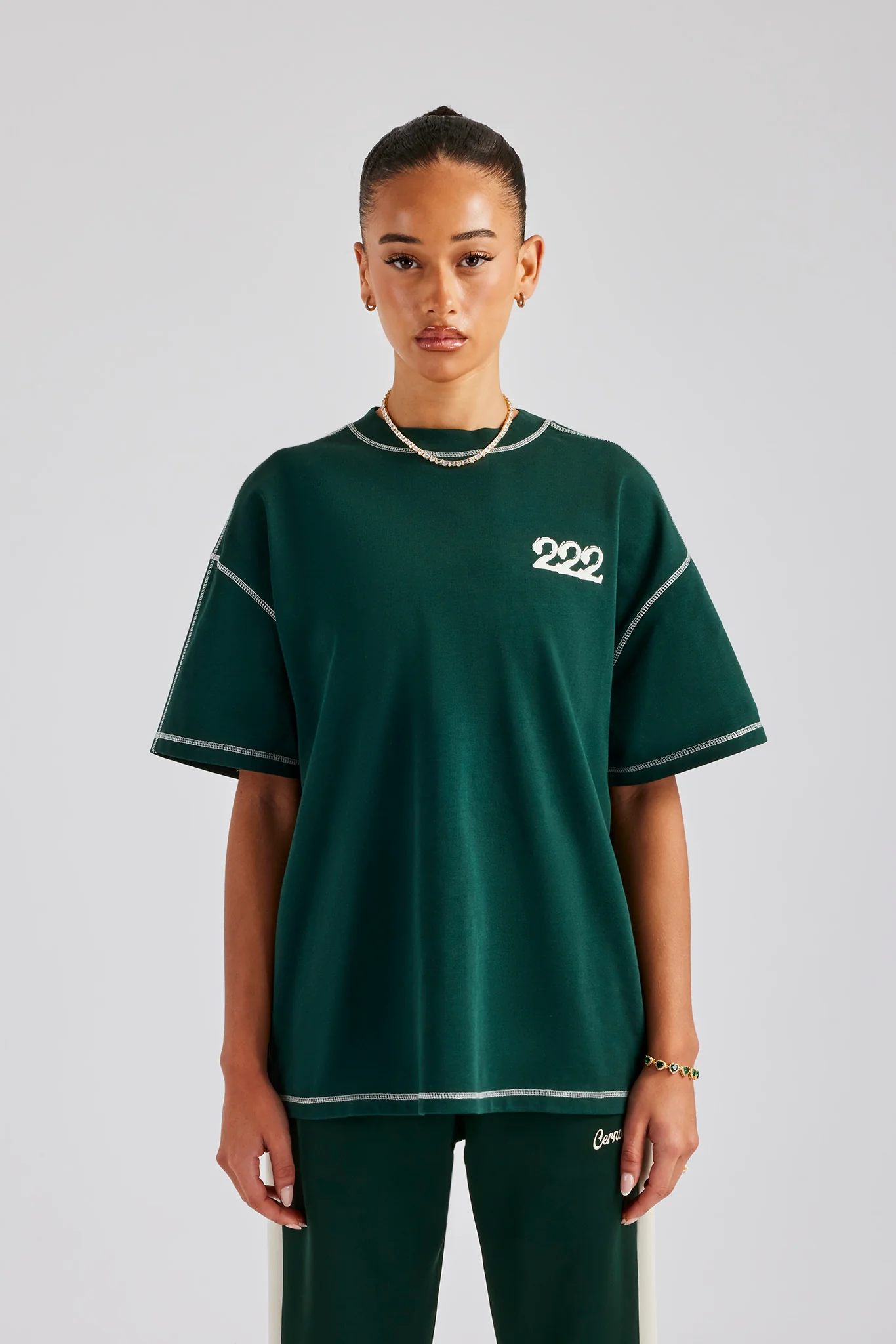 222 Cherub Oversized T-Shirt - Forest Green - Image 4