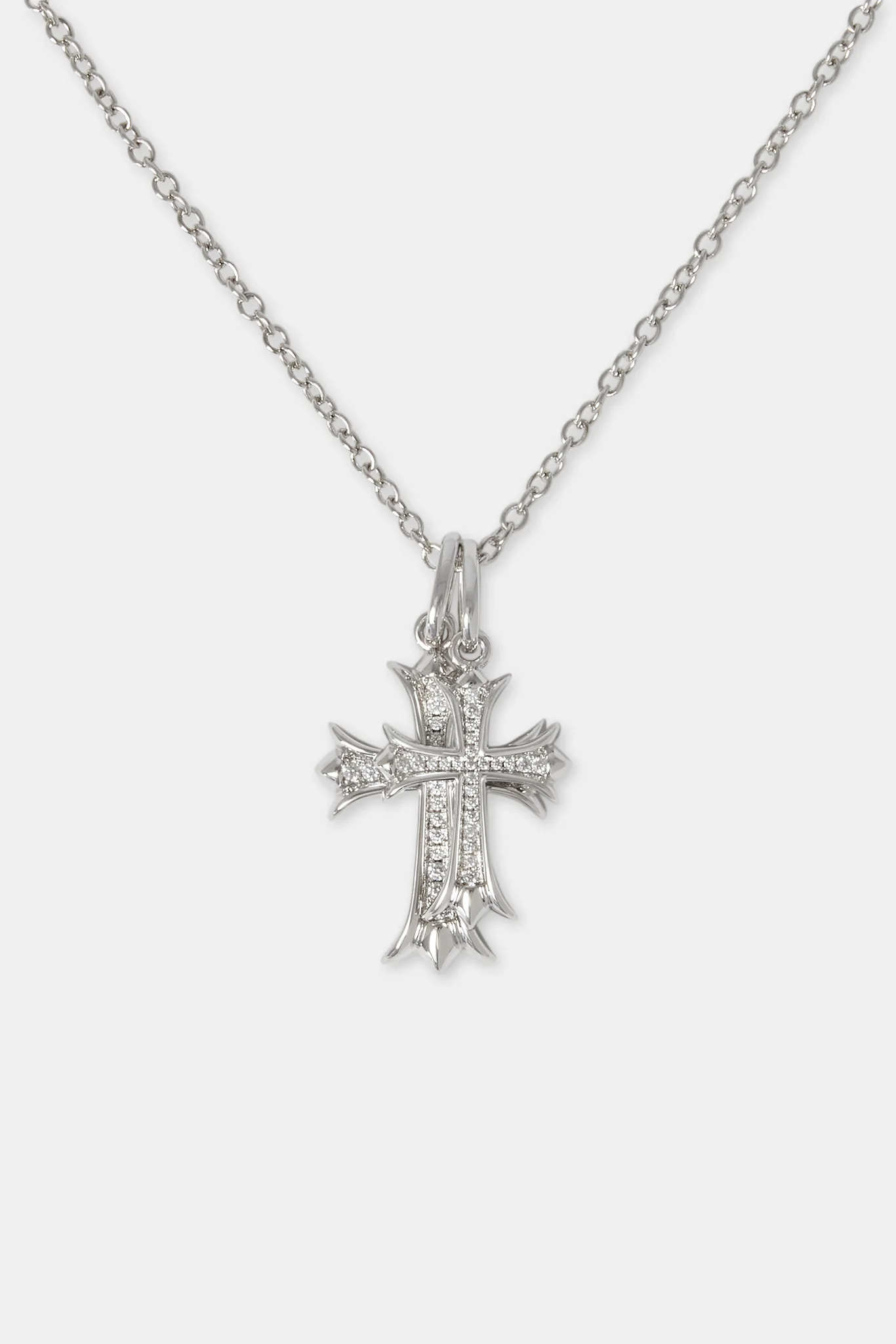 24mm Micro Double Cross Necklace - White - Image 2