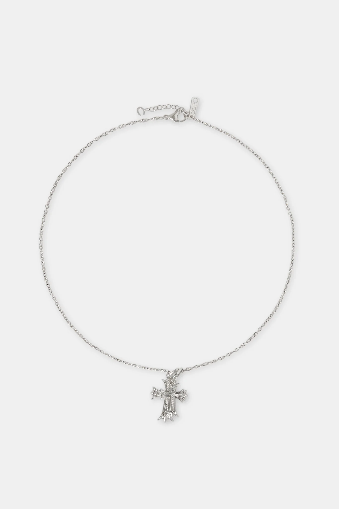 24mm Micro Double Cross Necklace - White - Image 4