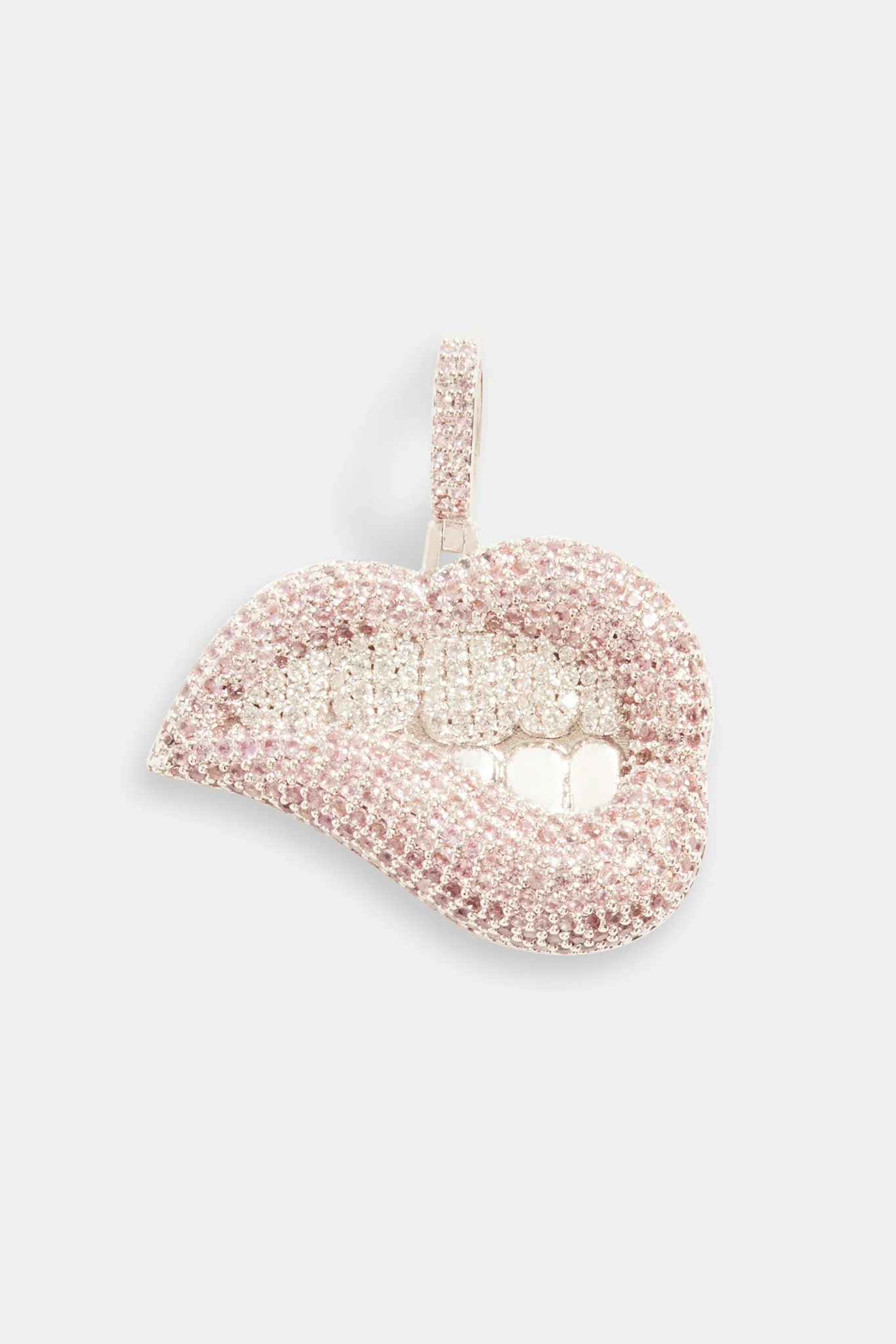 25mm Iced Pink CZ Lips Pendant - Image 2