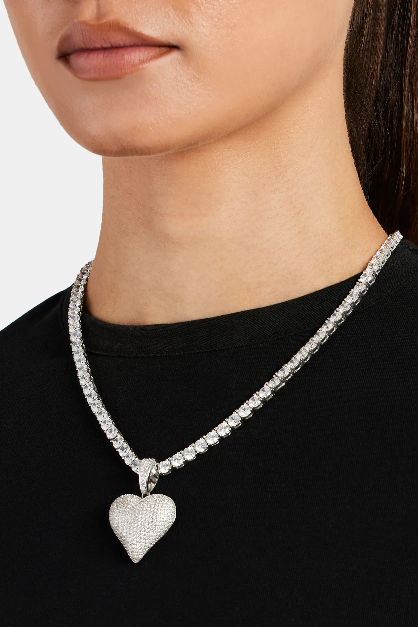 28mm Iced CZ Pave Heart Pendant - Image 3