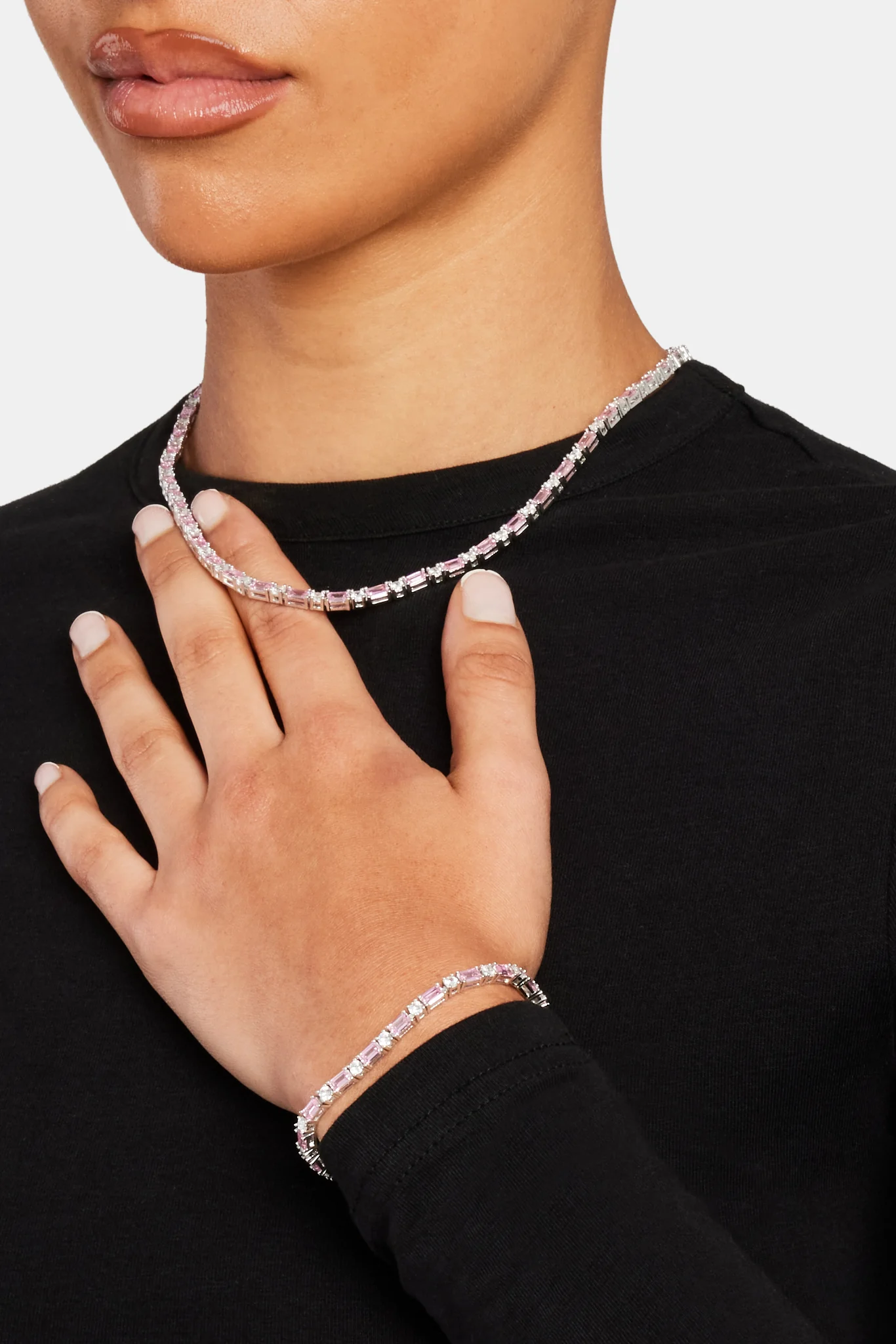 2mm Pink And White Tennis Chain - Image 3