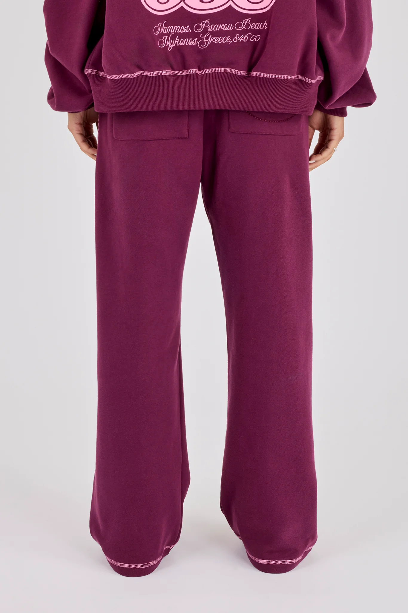 333 Cherub & Bow Wide Leg Jogger - Berry - Image 3
